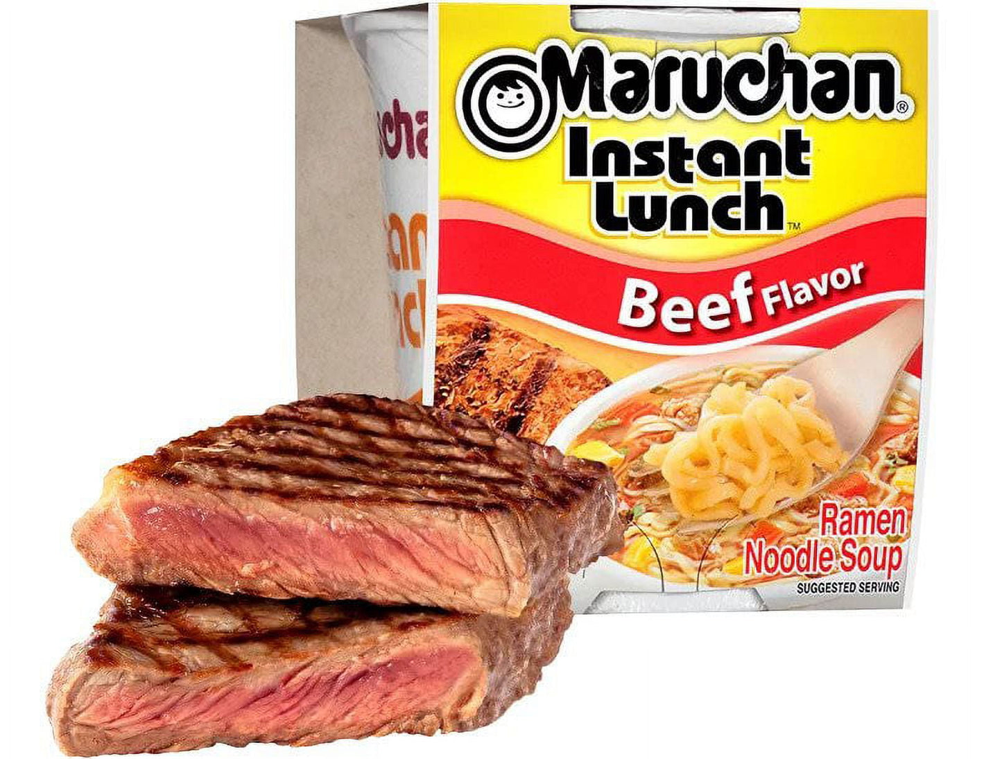 Maruchan Beef Instant Lunch Ramen Noodles, 2.25 oz Cup (12 Pack)