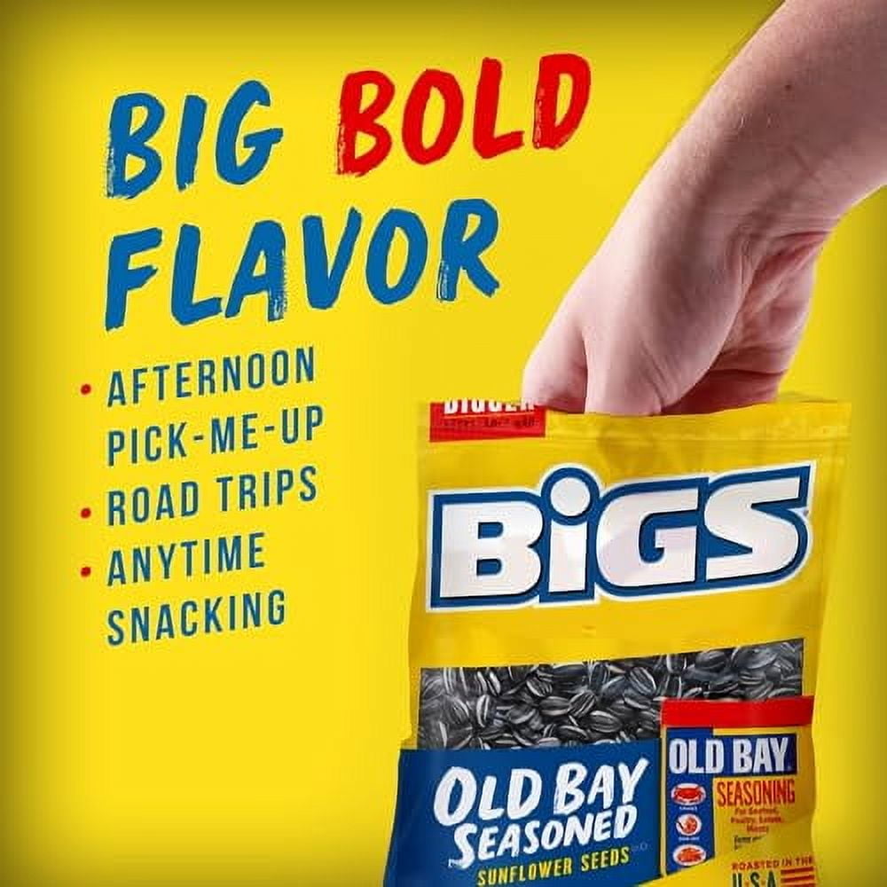 BIGS Old Bay Flavored Sunflower Seeds - 3 Pack - 5.35 Ounces Per Bag - In Mighty Merchandise Packaging