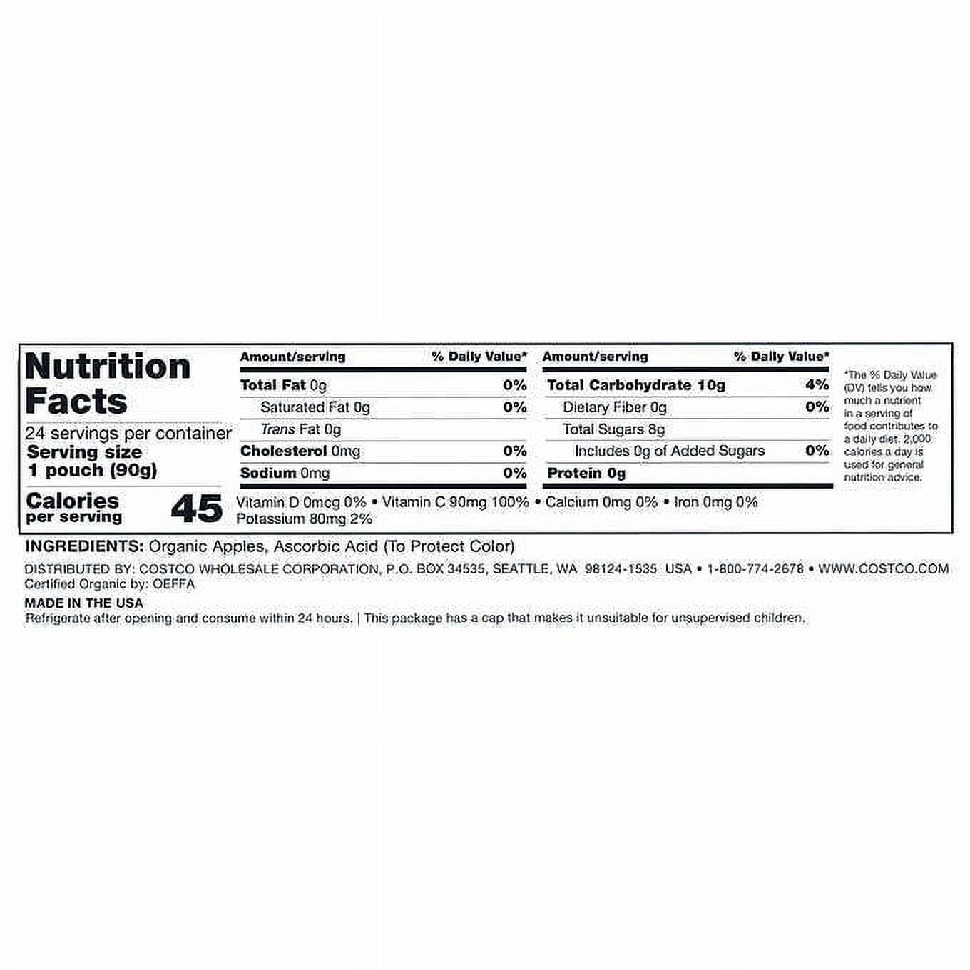 Kirkland Signature Organic Applesauce 3.17 oz 24-count