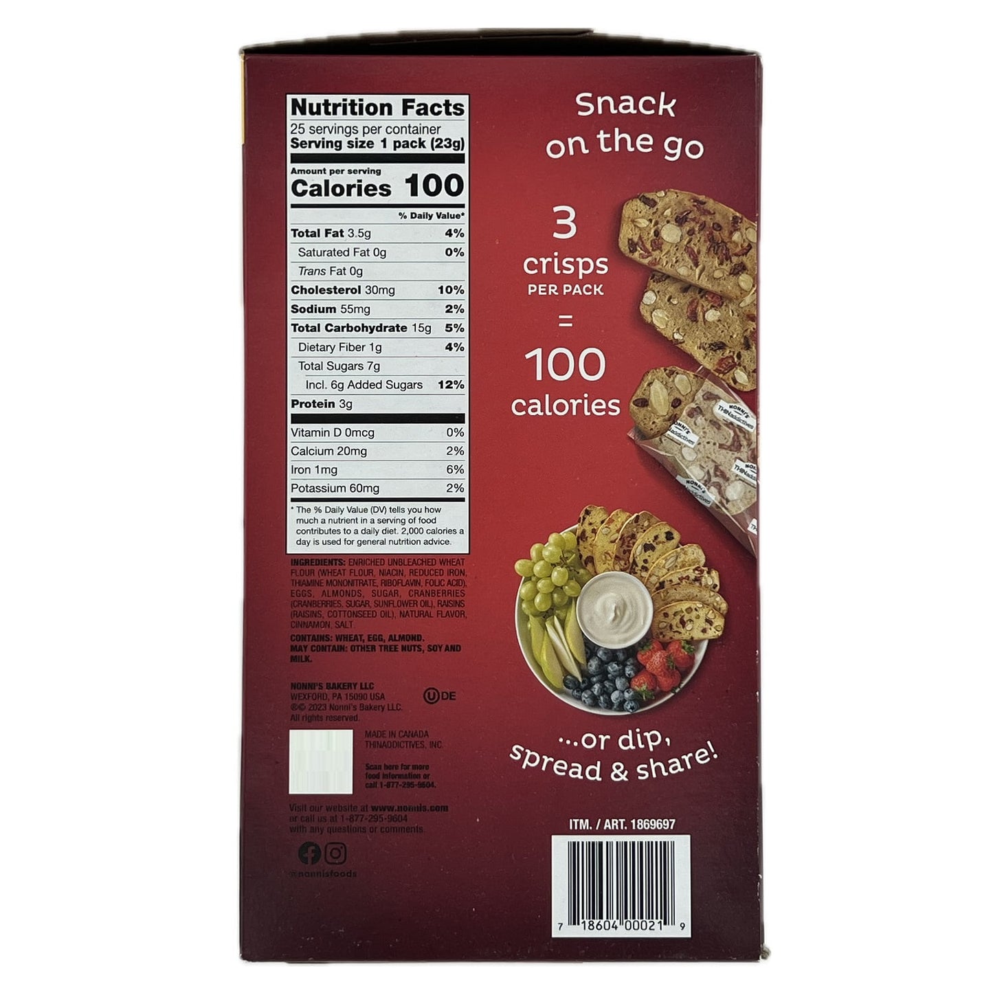 Thin Addictives Cranberry Almond Thin Cookies, 75 Count (20.3 Ounce)