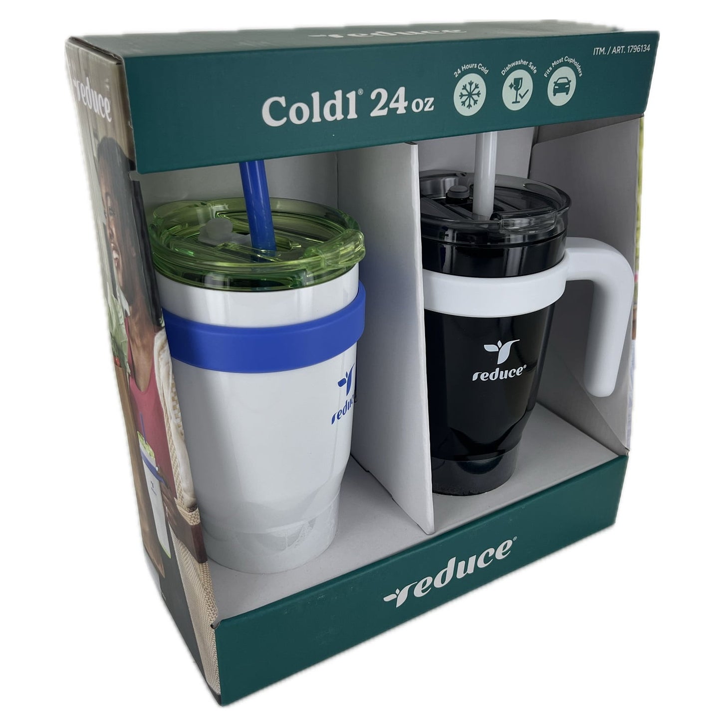 Reduce Cold1 24 Fluid Ounce Mug, 2 Pack (White/Black)