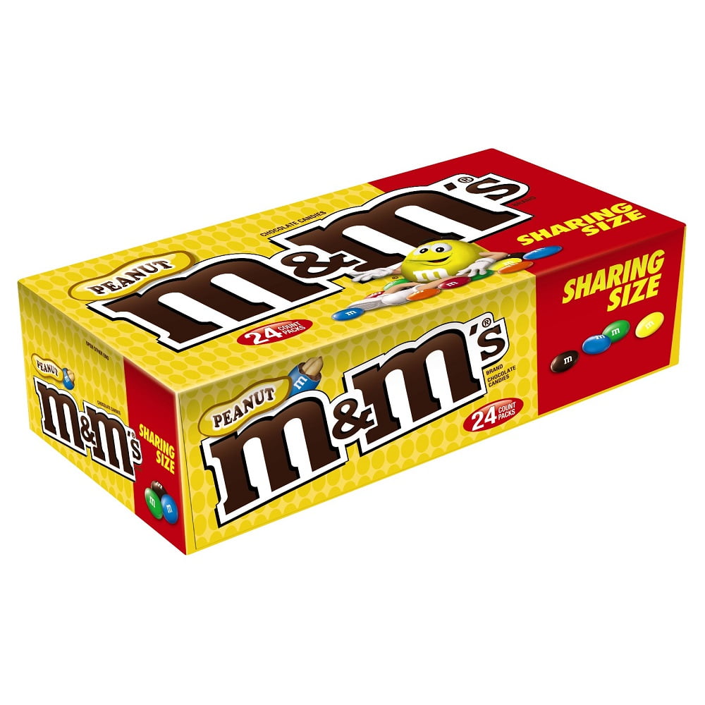 M&M'S Peanut Chocolate Candy Sharing Size Pouch 3.27 Ounce (Pack of 24)