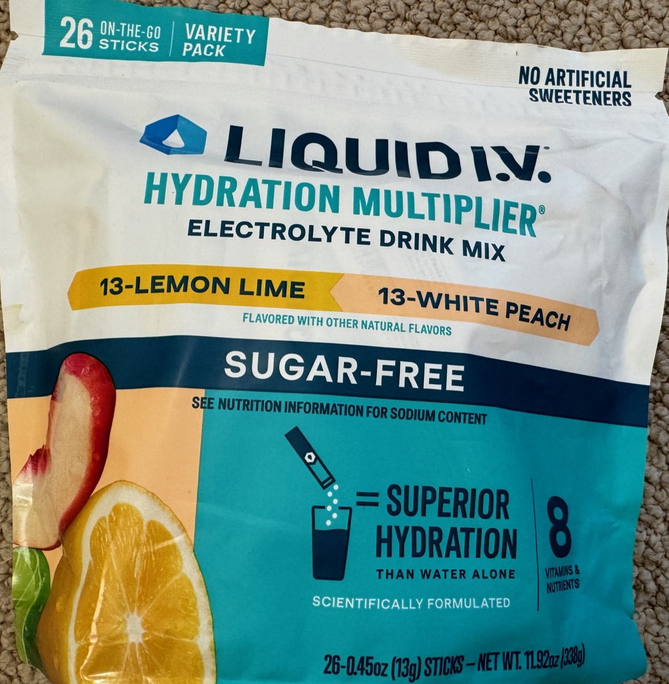 Liquid I.V. Hydration Multiplier, 26 Individual Serving Stick Packs in Resealable Pouch, Sugar Free, Variety Pack
