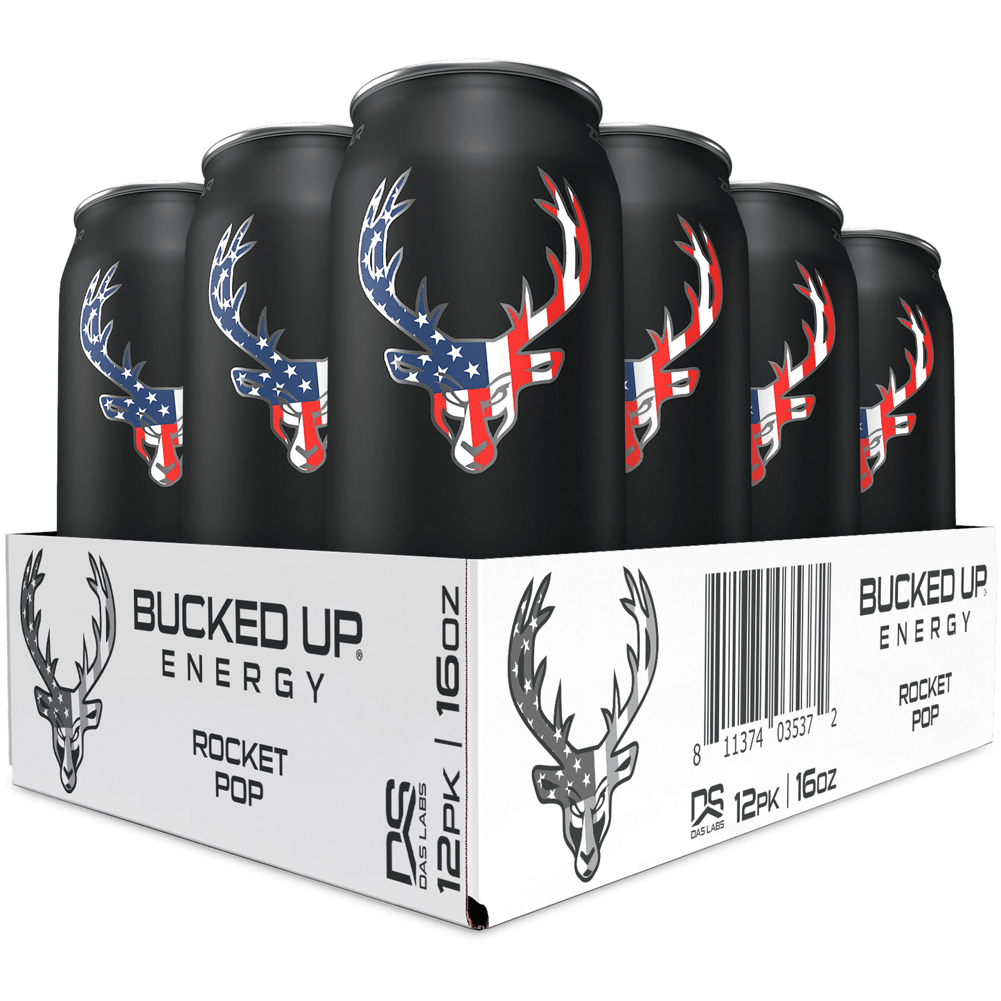 Bucked Up Energy Drink, Rocket Pop, 12 Cans, 16 fl oz, 300 mg Caffeine