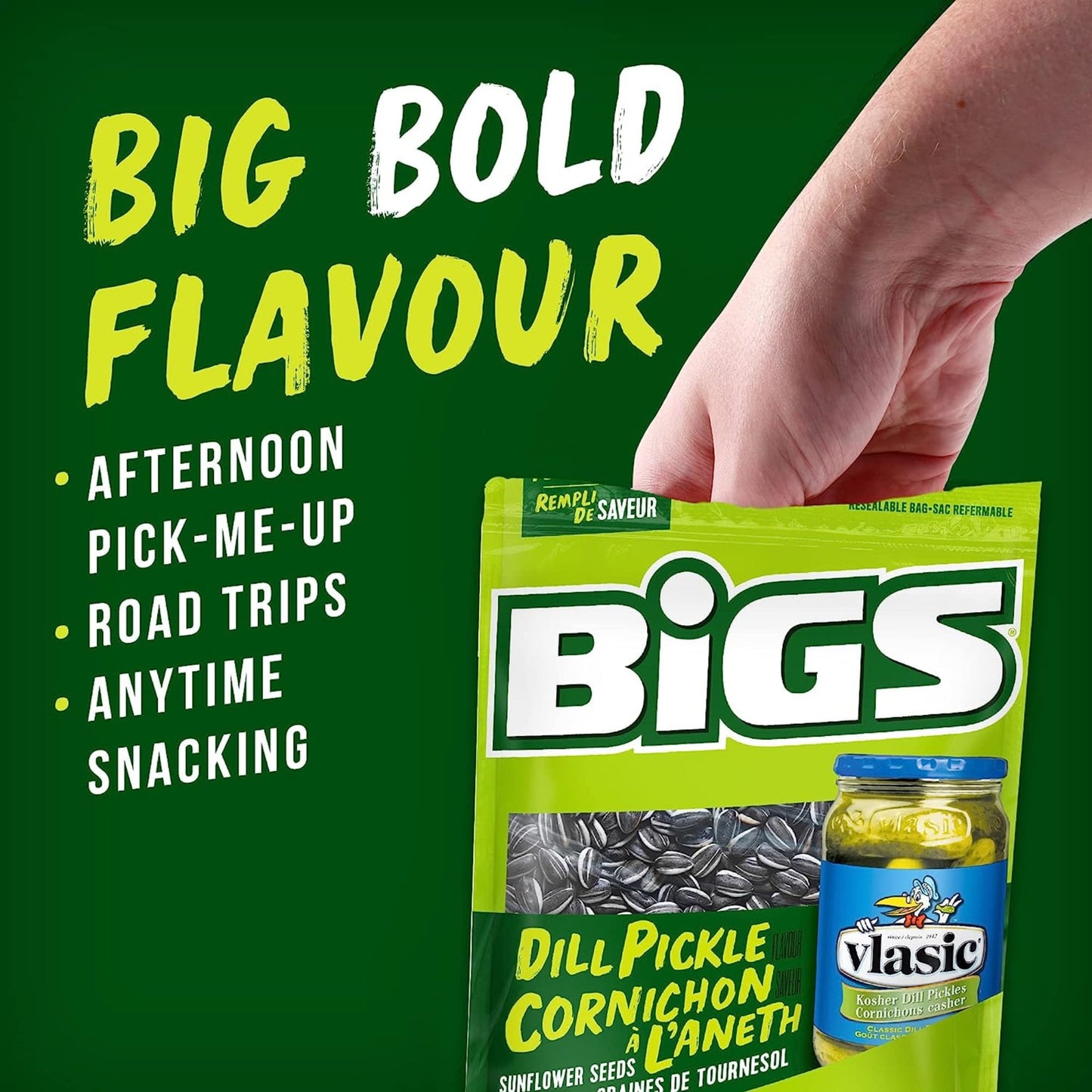 BIGS Sunflower Seeds, Keto Friendly 5.35 oz Bags (Pack of 2) (Vlasic Dill Pickle)