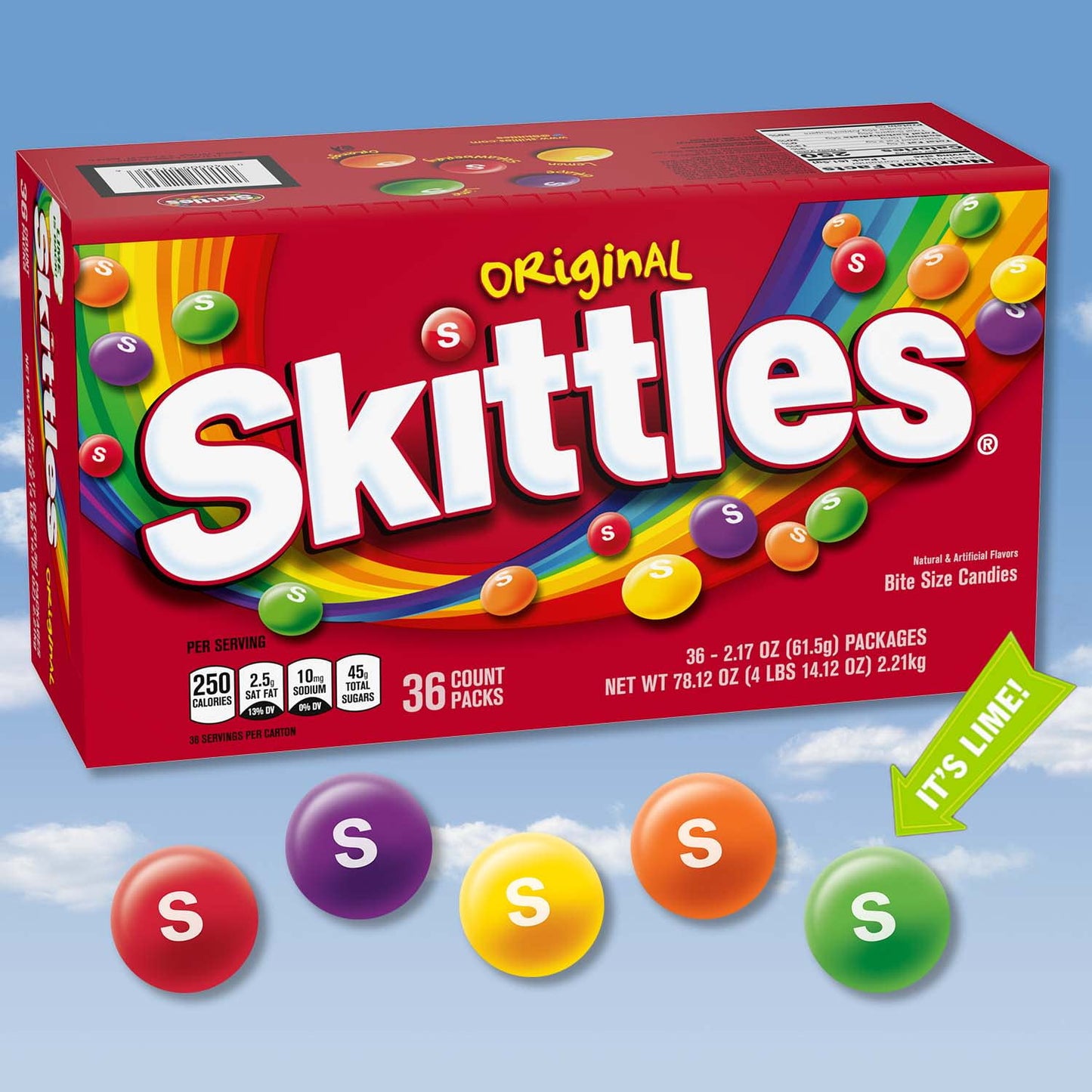 Skittles Original Chewy Candy, Full Size - 2.17 oz, 36 Bulk Candy pack
