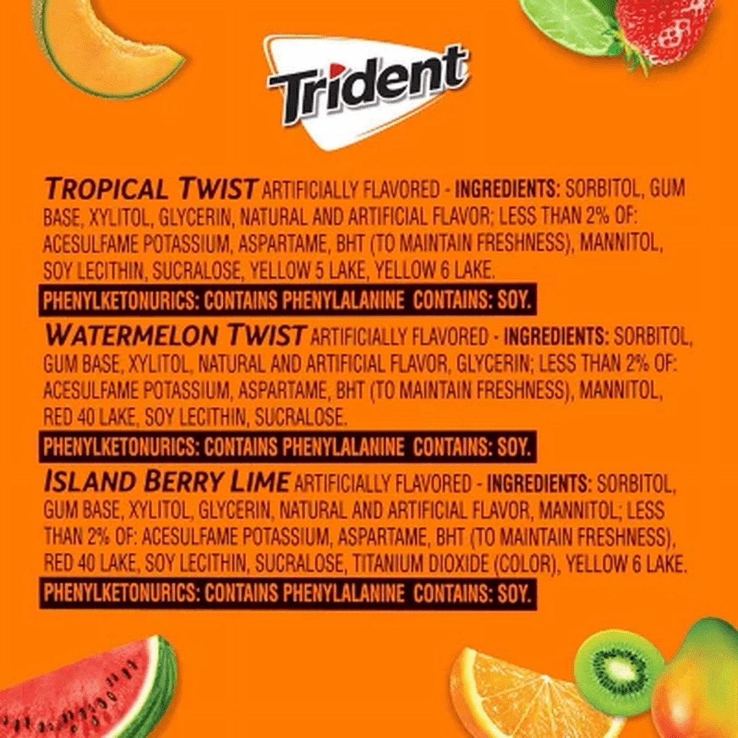 Trident Fruit Variety Pack Sugar Free Gum (14 per Pk., 20 Pk.)