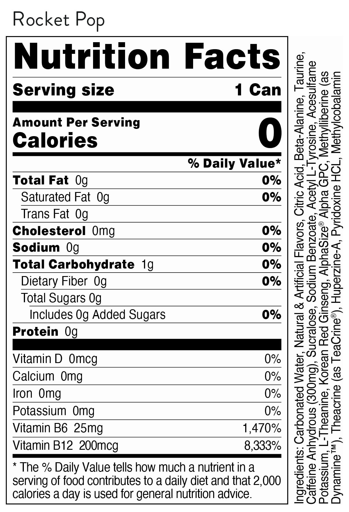 Bucked Up Energy Drink, Rocket Pop, 12 Cans, 16 fl oz, 300 mg Caffeine