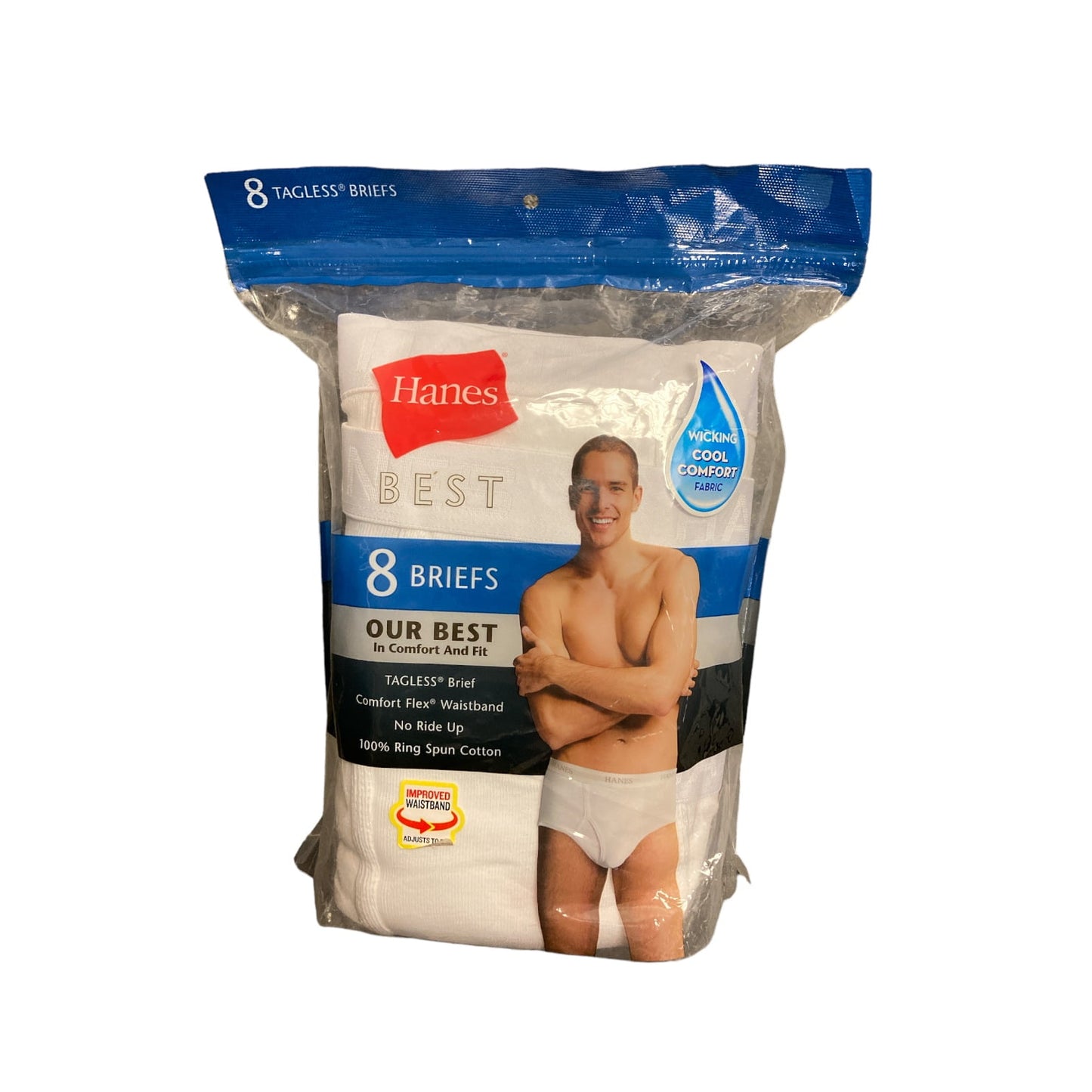 Hanes Men's 8-Pack Best Comfort & Fit Tagless Flex Waistband No Ride Up Briefs (White, M)
