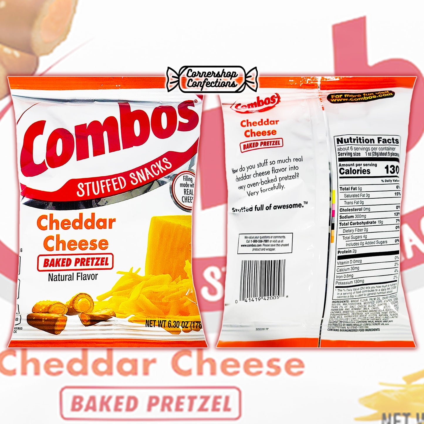 Combos Stuffed Snack 4 Flavors 1 Each Bulk Variety Share Pack - Pepperoni Pizza Baked Cracker, Cheddar Cheese Cracker, Pizzeria Baked Pretzel, Cheddar Cheese Pretzel In Cornershop Confections Pack