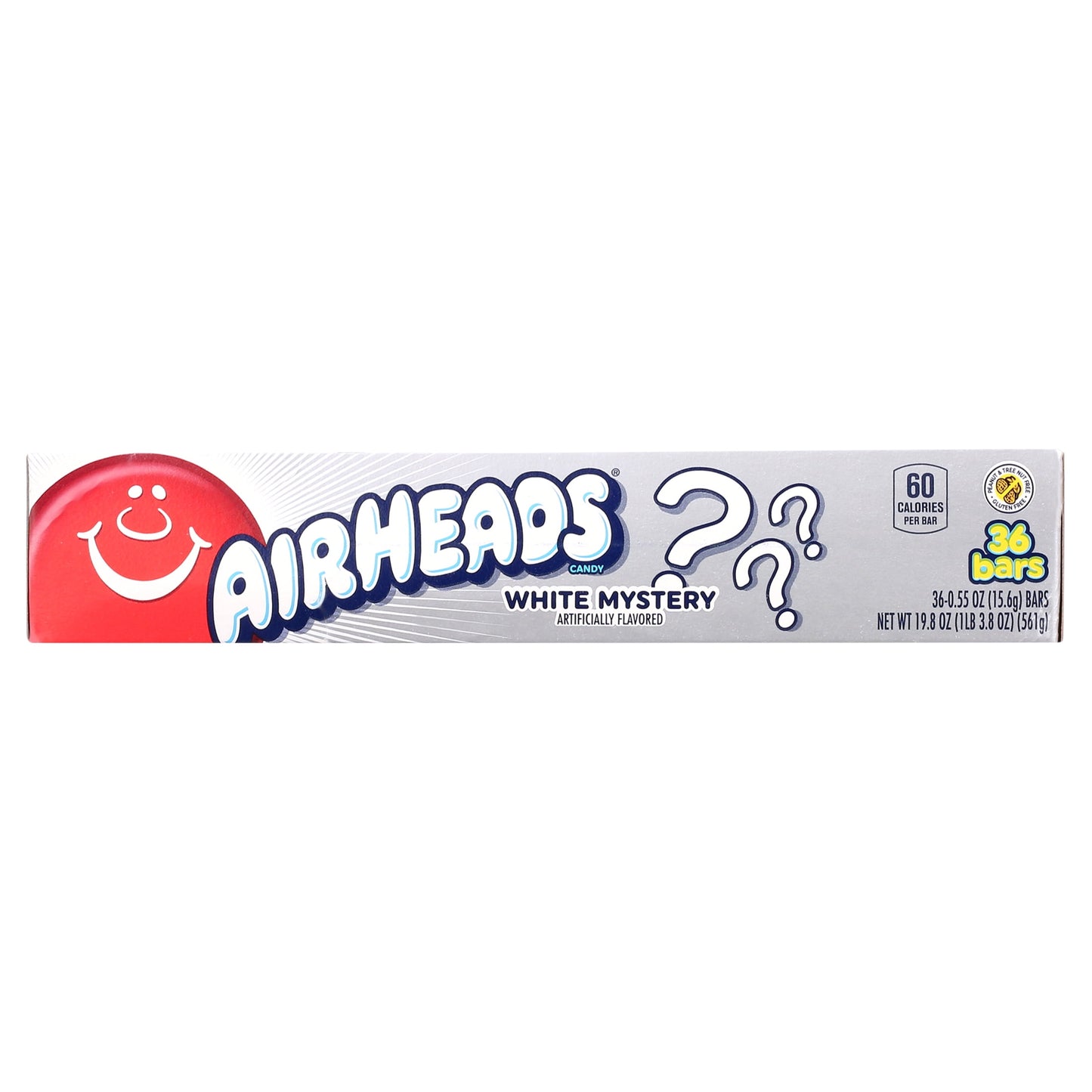 Airheads Candy Individually Wrapped .55oz Bars, White Mystery, Nut Free, 19.8 oz (36 Count)