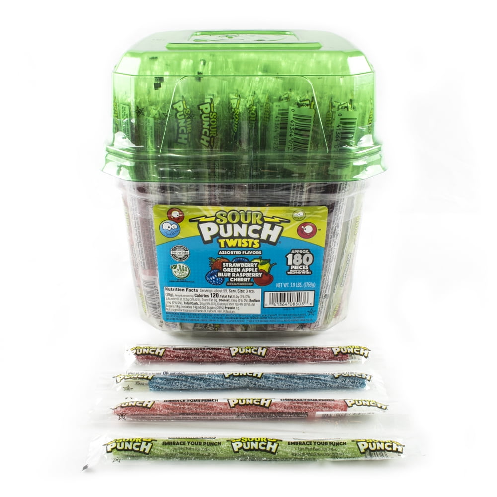 Sour Punch Twists, Assorted Flavors, 3.90lb Jar