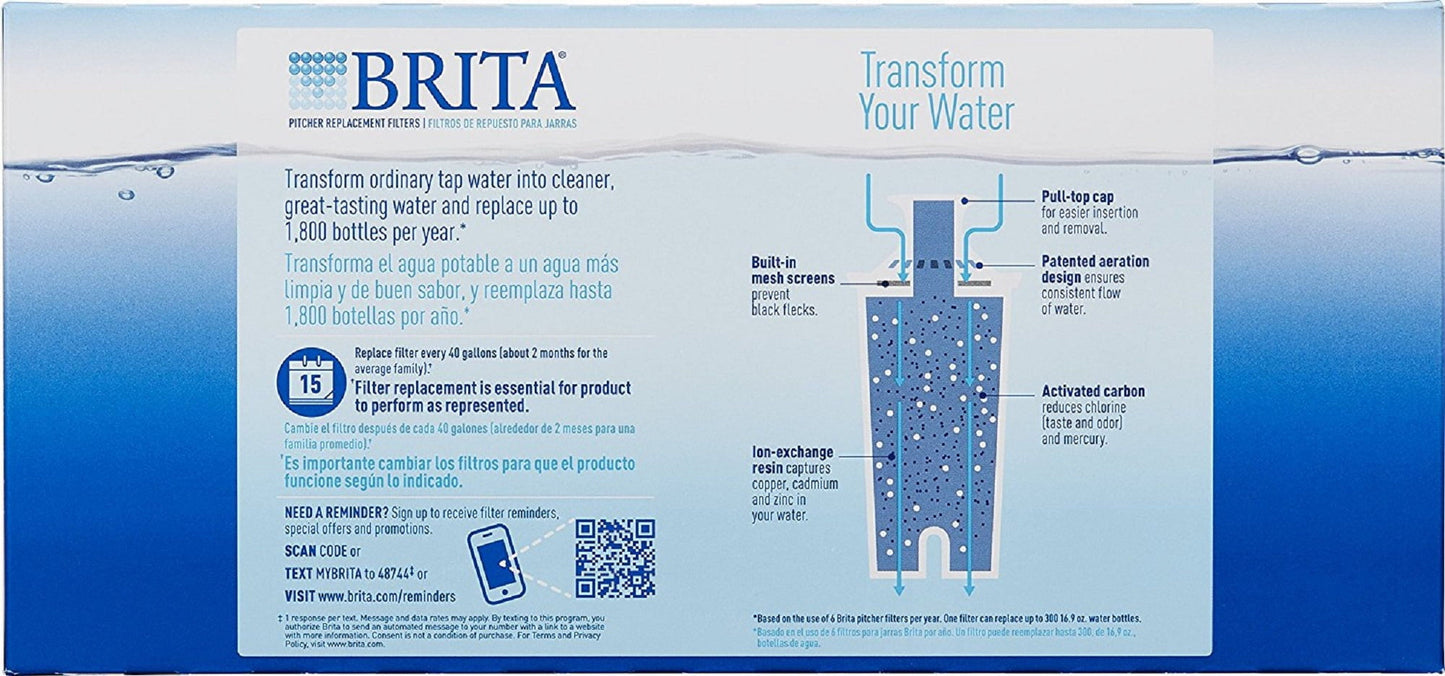 Brita Advanced Water Filter Replacement for Pitchers - 10 Filters