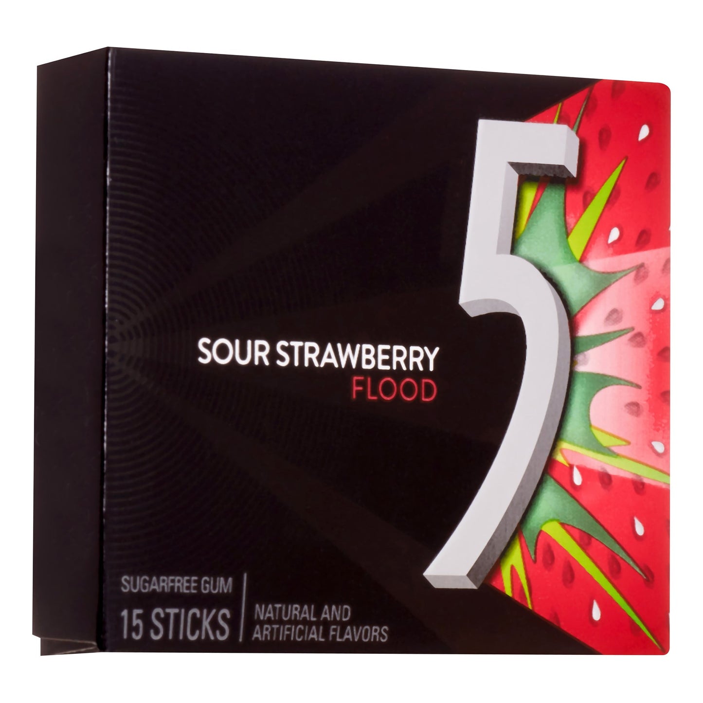 5 Gum Strawberry Flood Sugarfree Gum, 10 Packs