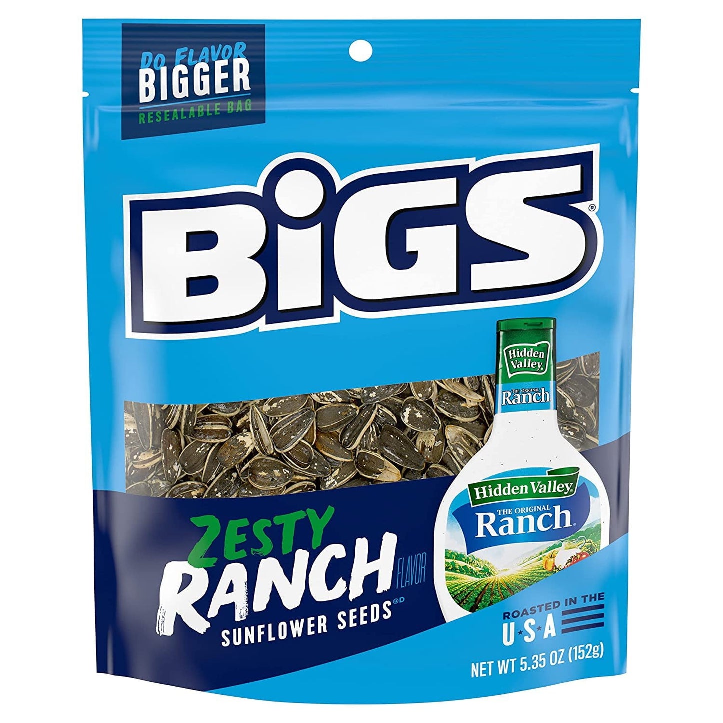 BIGS Sunflower Seeds, Keto Friendly 5.35 oz Bags Pack of 2 Zesty Ranch