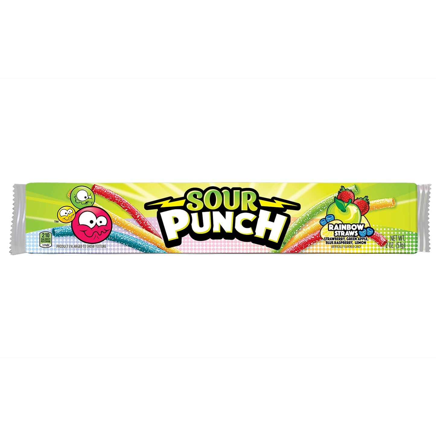 Sour Punch Rainbow Straws Chewy Candy 2oz Tray (24-Pack)