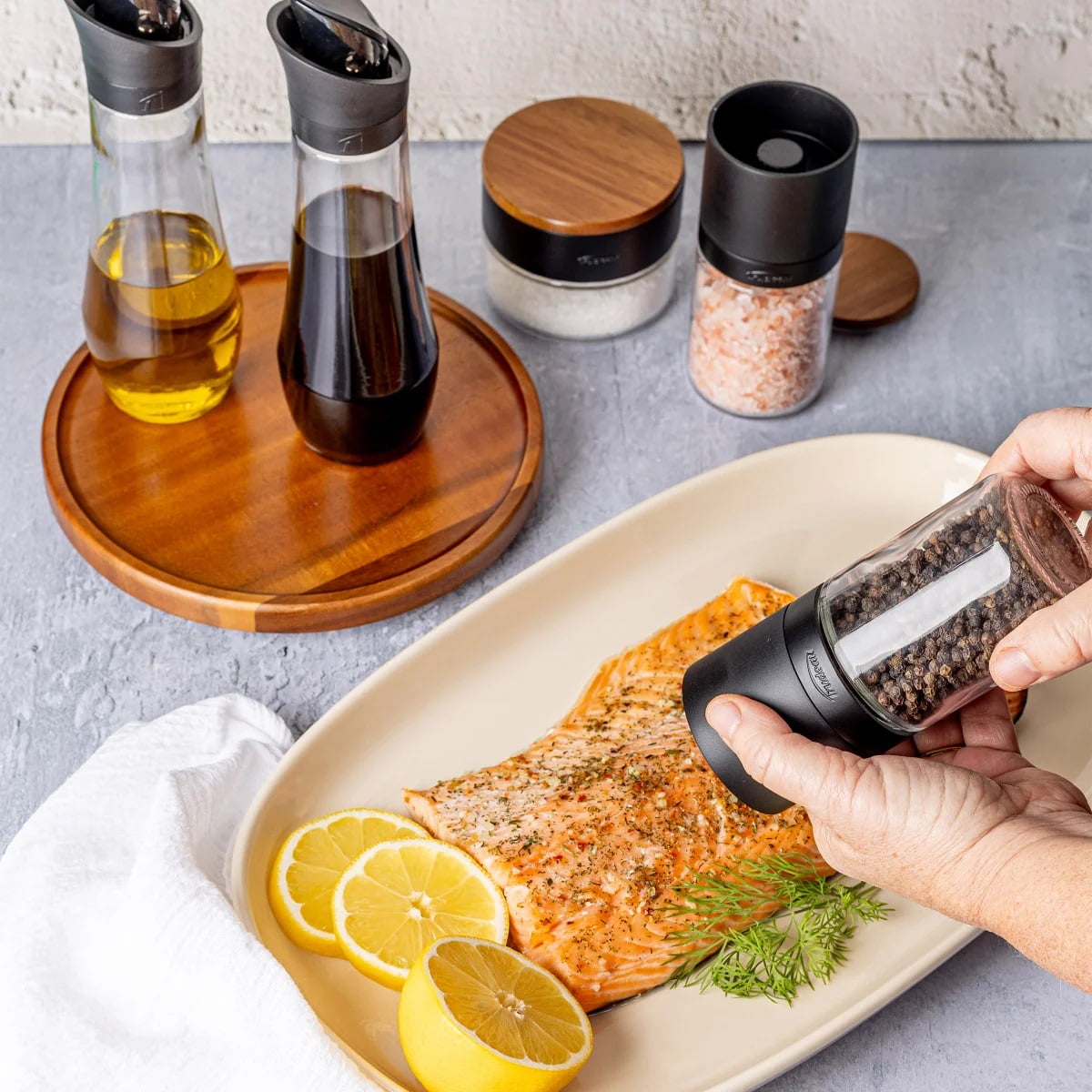 Trudeau Lazy Susan Seasoning Station, 6 Piece Set