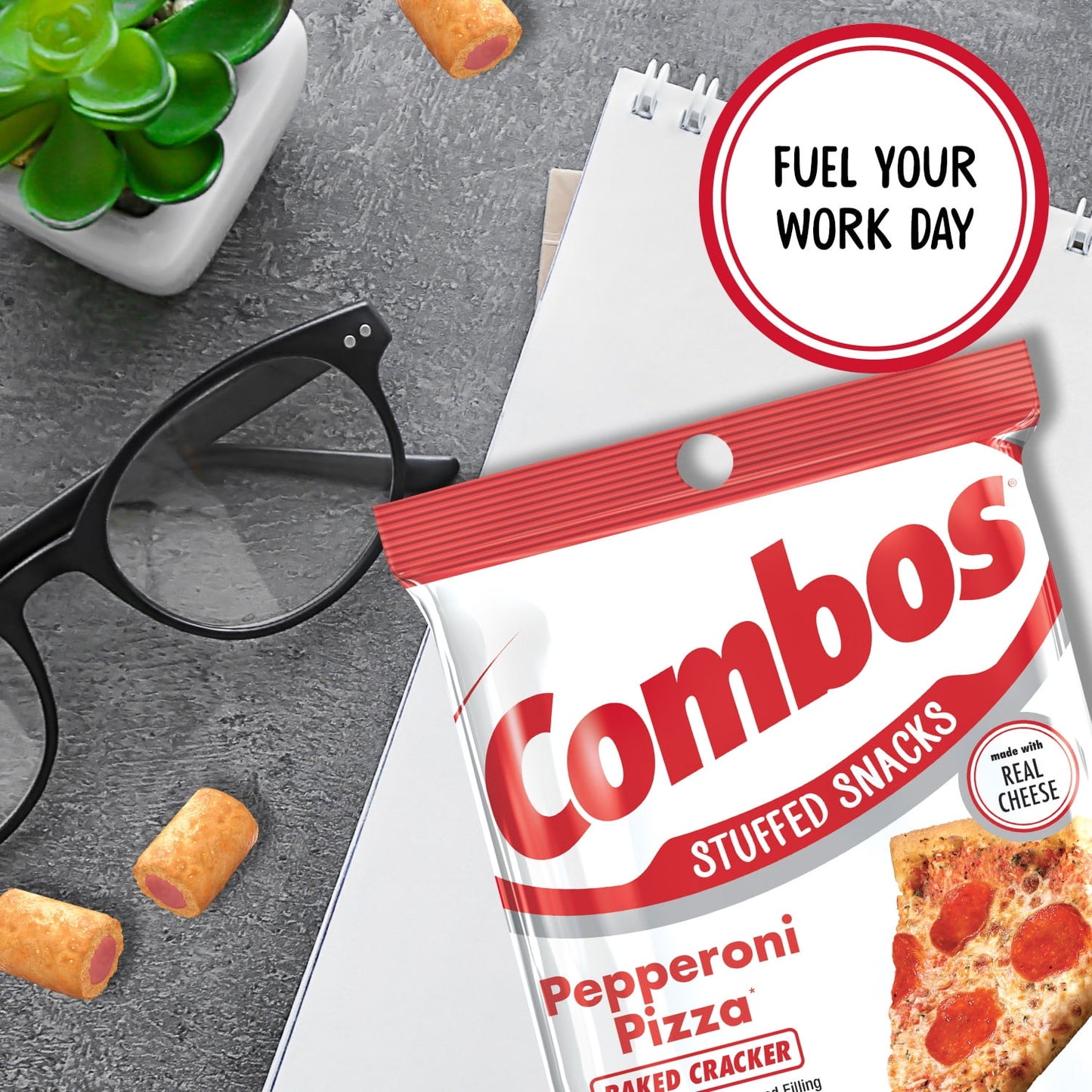 Combos Stuffed Snacks Pepperoni Pizza Baked Cracker Snacks - 6.3 oz