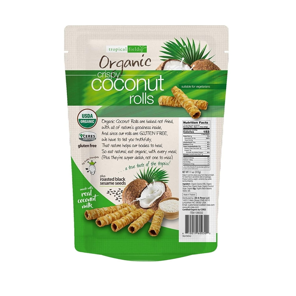 Tropical Fields Organic Crispy Coconut Rolls (11 Ounce)