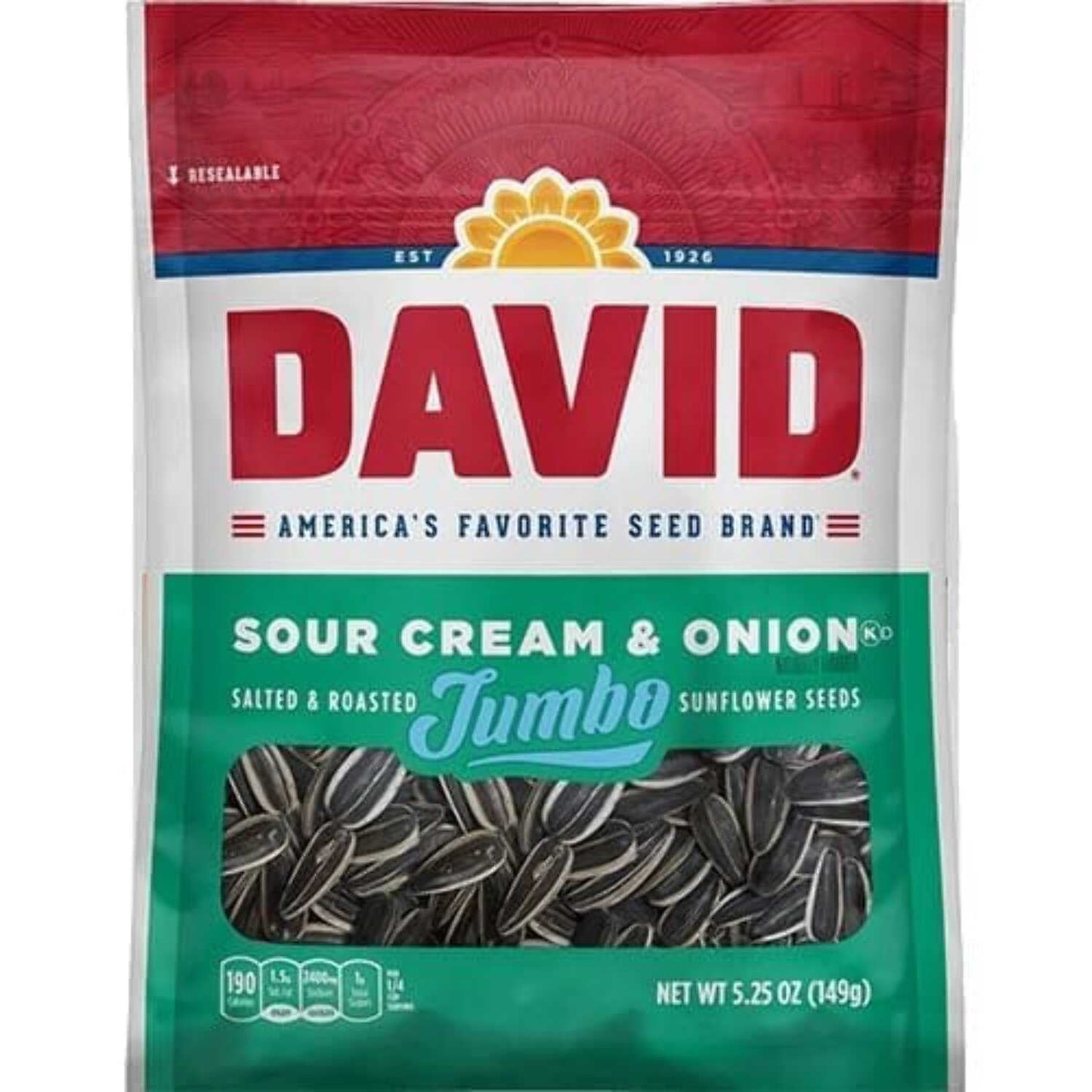 David Sunflower Seeds Variety Pack, 4 Flavorful Flavors, 5.25 Ounce Each, 1 Bag per Flavor