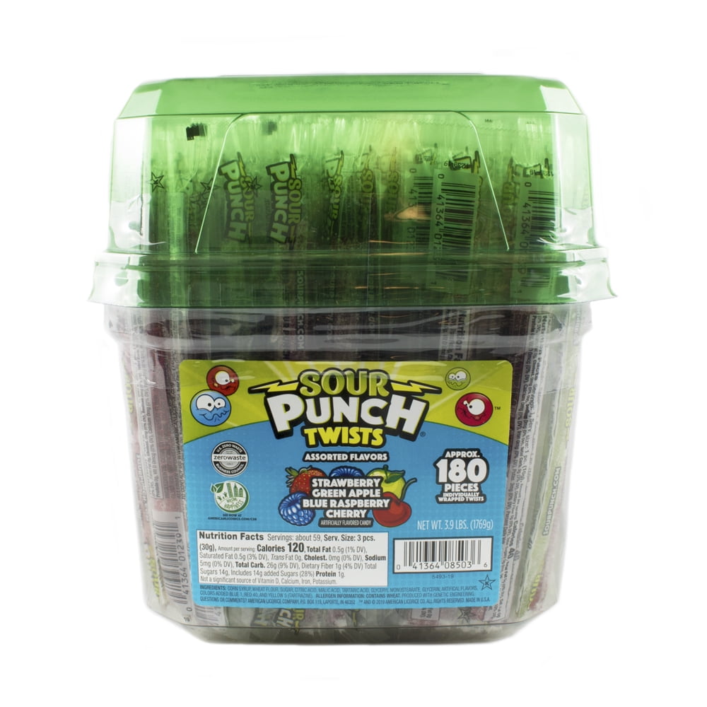 Sour Punch Twists, Assorted Flavors, 3.90lb Jar