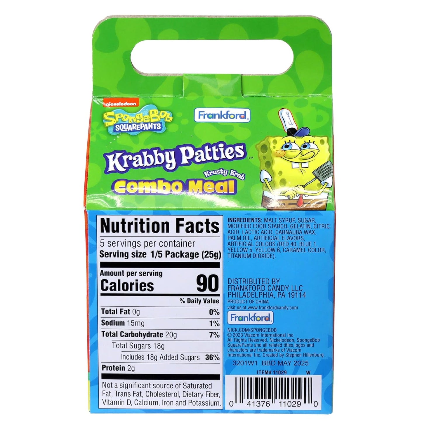 SpongeBob Squarepants Krabby Patties Gummy Candy Combo Meal, 6pk, Each Box Includes Individually wrapped Krabby Patty Burgers, 26.4oz Total with Spongebob Waterproof Sticker. Sticker May Vary