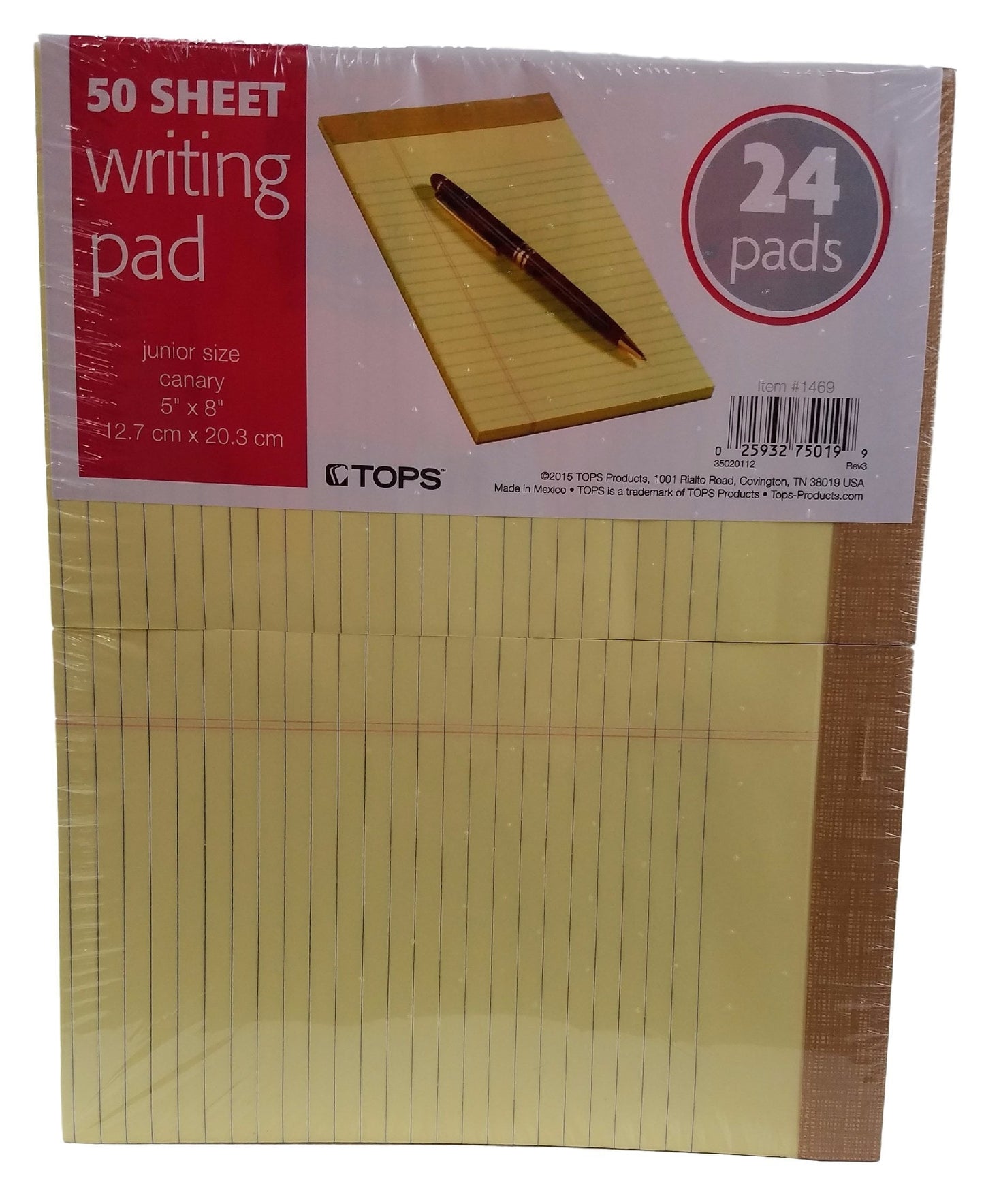 Tops Perforated Junior Size 50 Sheet Writing Pad Canary Yellow 24 Count