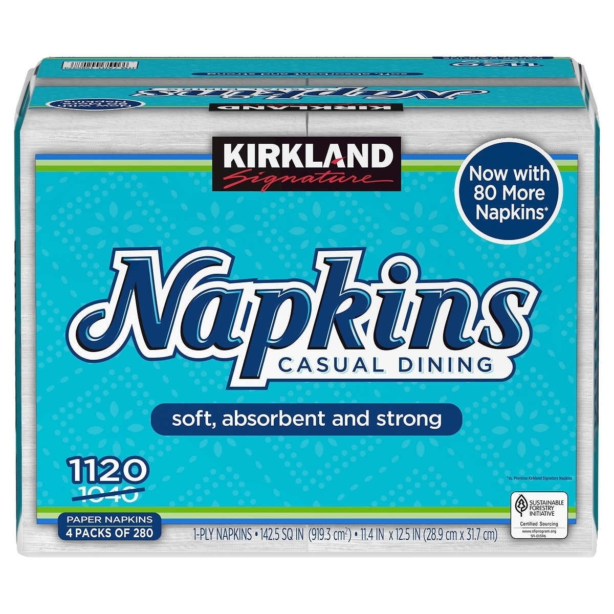 Kirkland Signature Napkin, 1-Ply, 280 Count (Pack of 4)