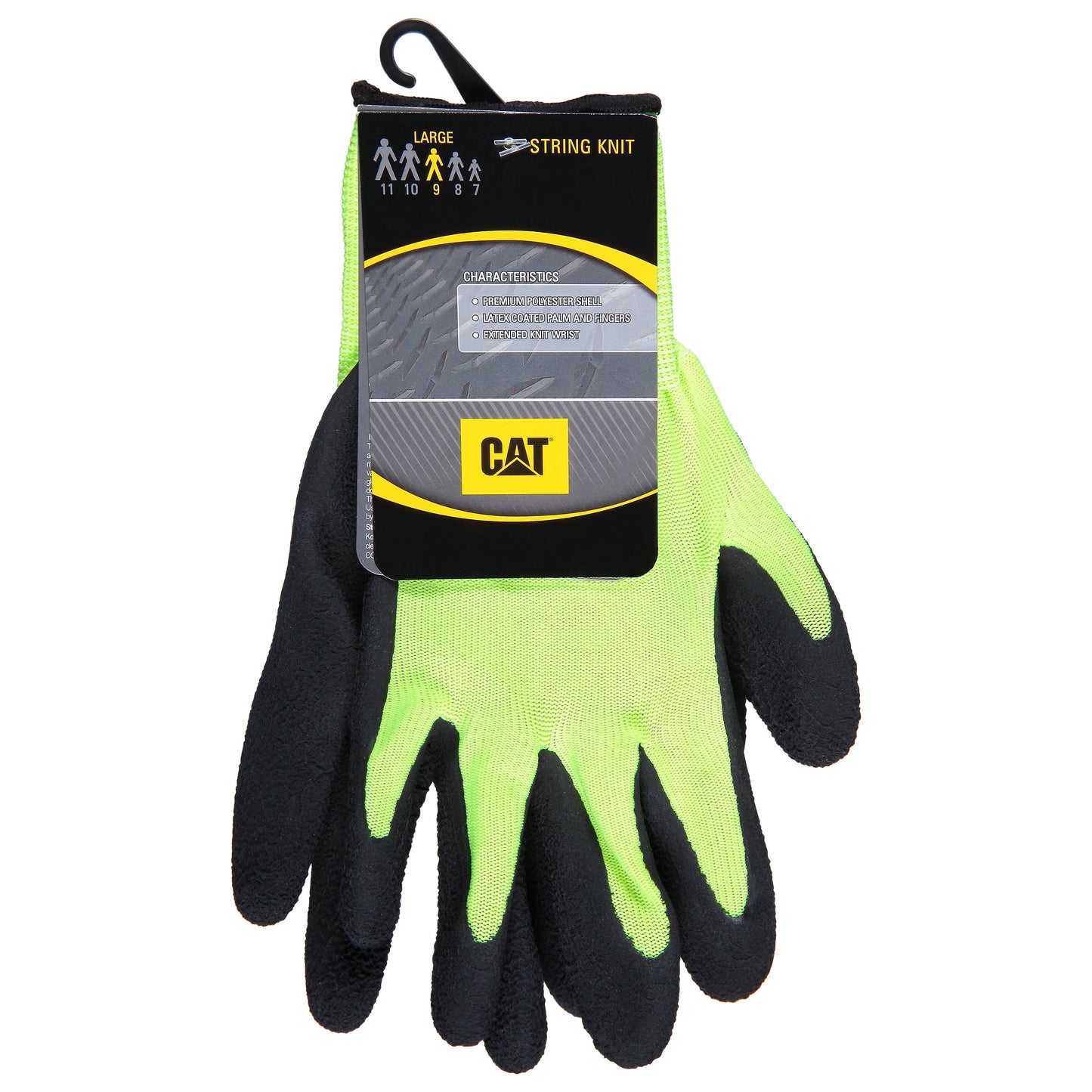 Cat CAT017418L Hivis Poly Knit Coated Palm Gloves