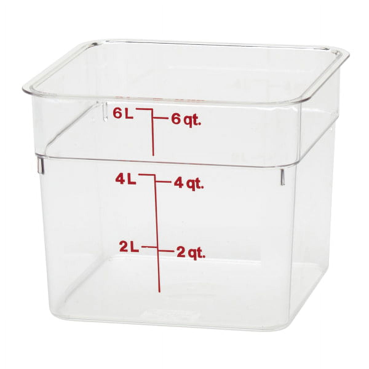 Cambro 6 Quart Clear Measuring Plastic Square Container, 6 ct - Case of 1