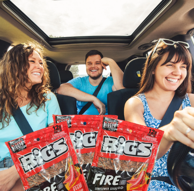 Bigs Fire Spicy Sunflower Seeds Snack 3.63 Oz 3 Pack, Roasted Hot and Tangy Flavor.