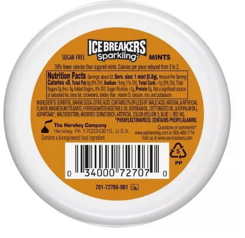ICE BREAKERS SPARKLING PINEAPPLE MANGO SELTZER FLAVORED MINTS PUCK BOX