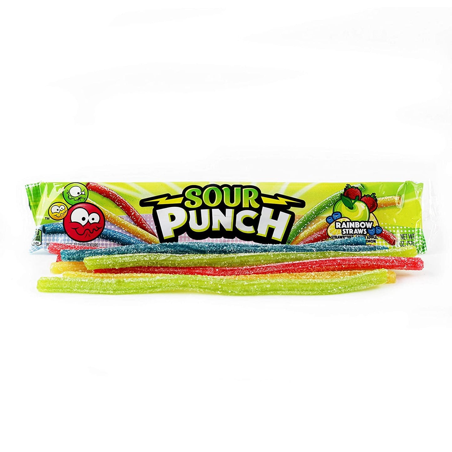 Sour Punch Rainbow Straws Chewy Candy 2oz Tray (24-Pack)