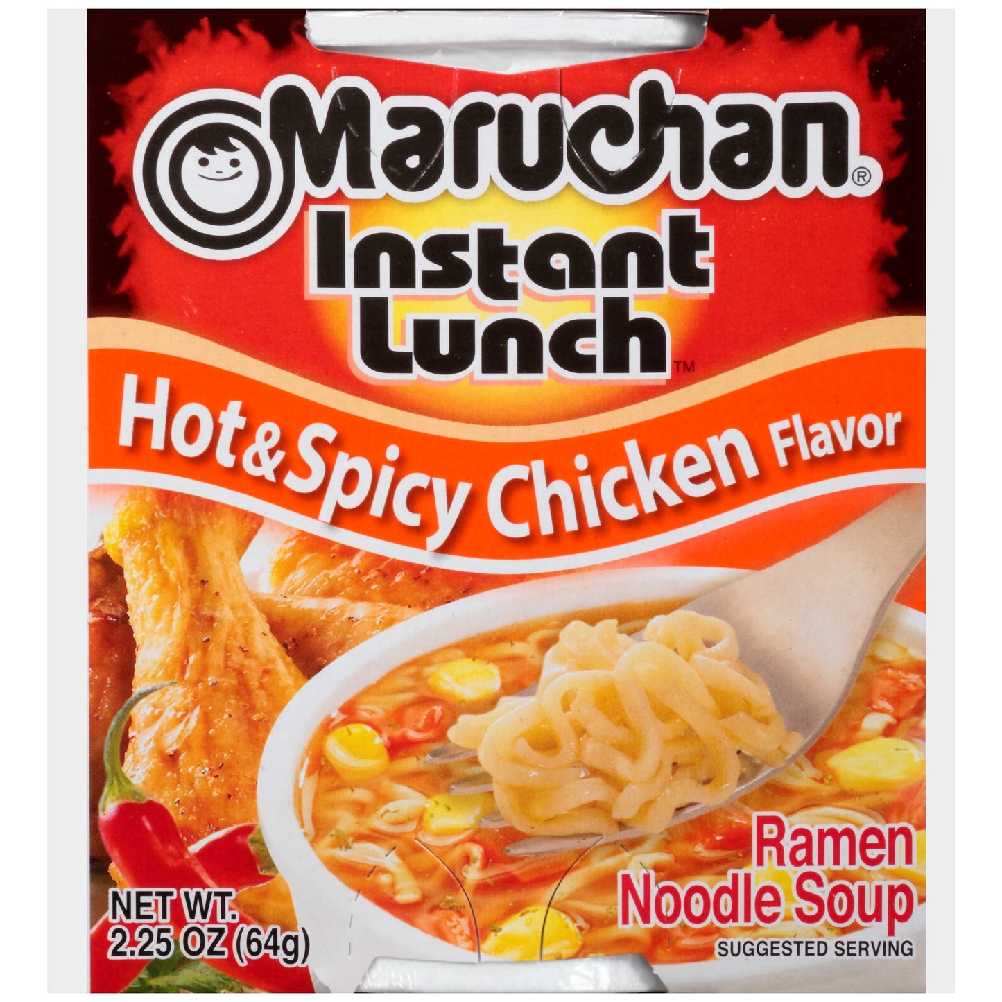 Maruchan Instant Lunch, Hot and Spicy Chicken, 2.25 oz, 12 Ct Ready to Cook