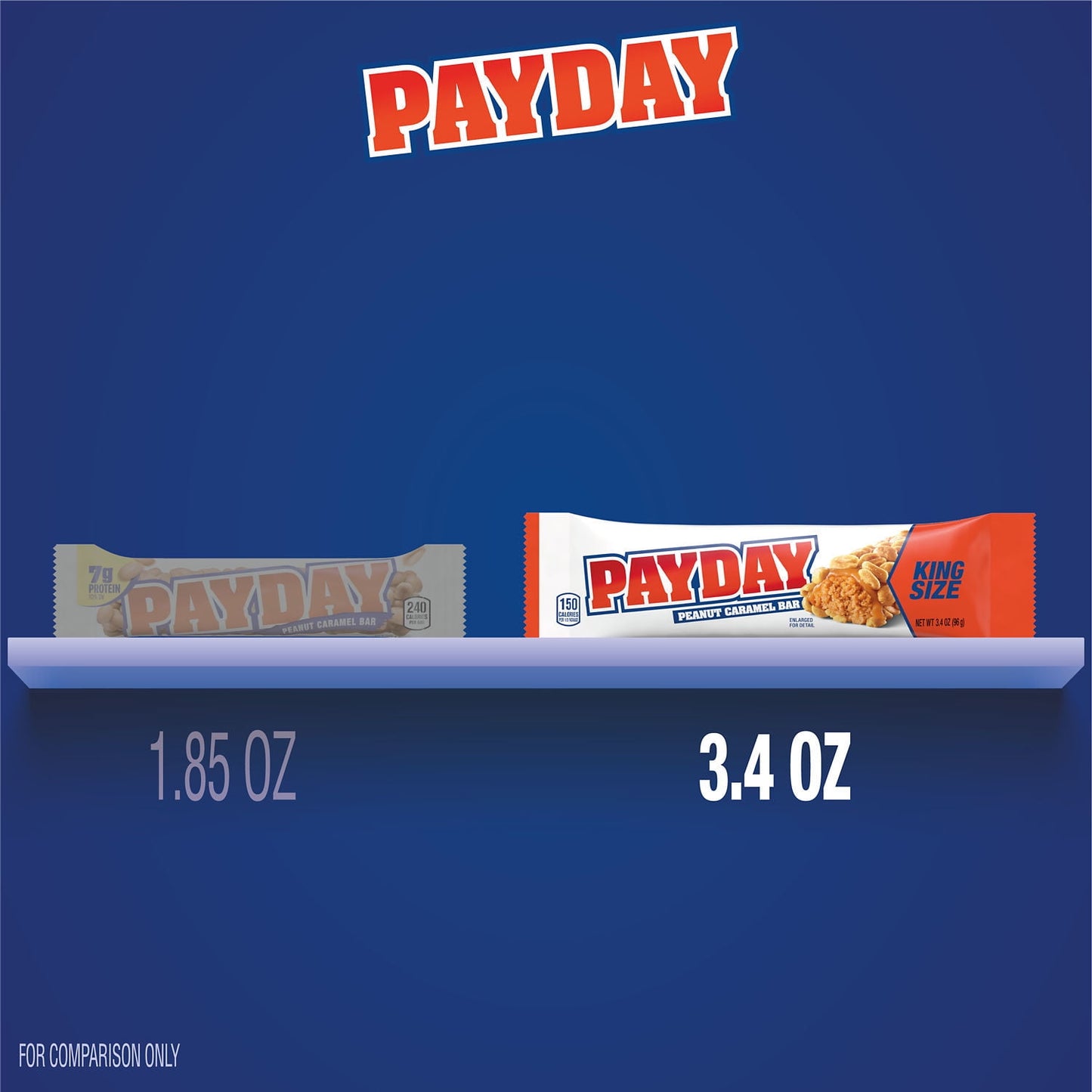 Payday Peanut Caramel King Size Candy, Bars 3.4 oz, 18 Count