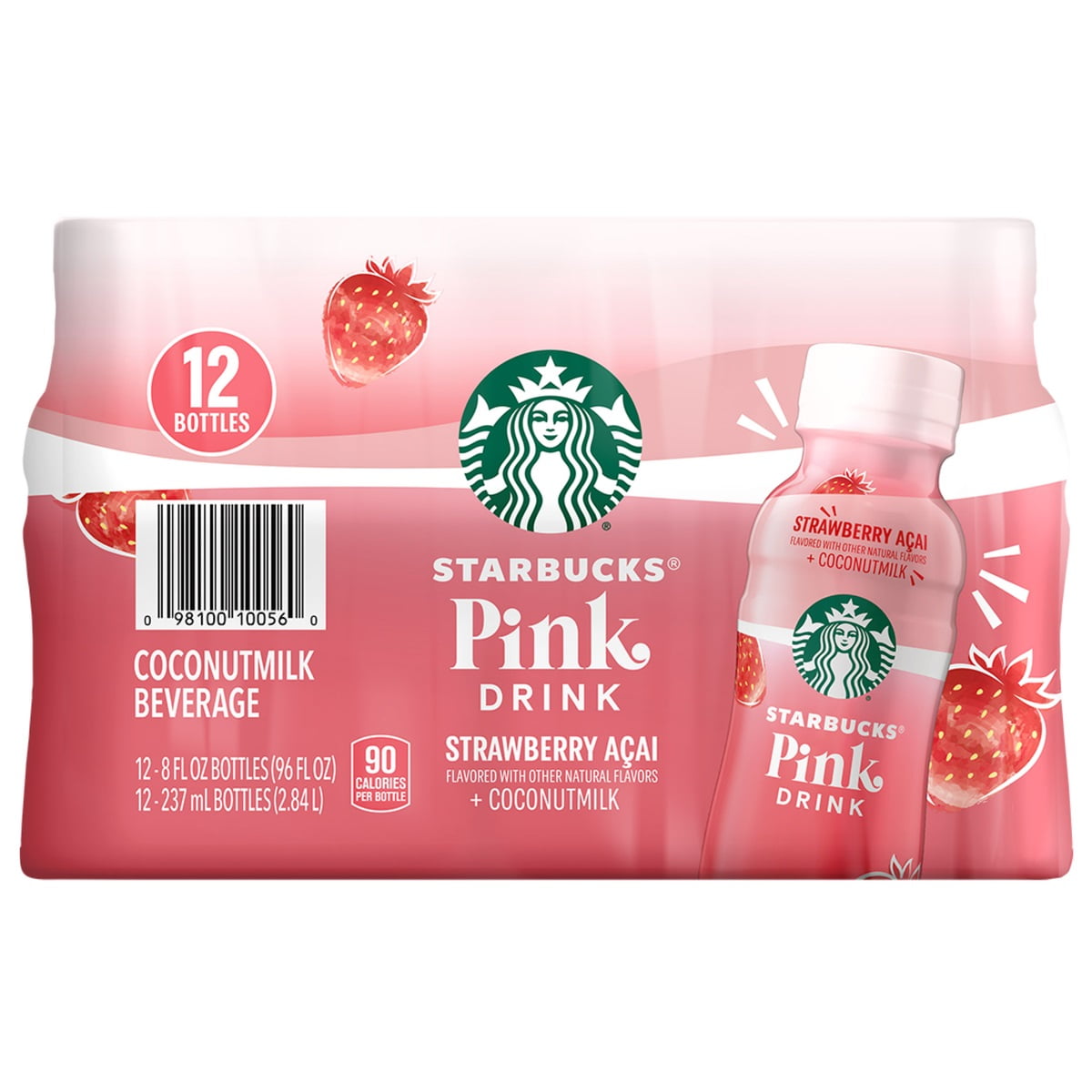 Starbucks Pink Drink, Strawberry Acai Coconutmilk Beverage, 8 Fl Oz (12 Count)