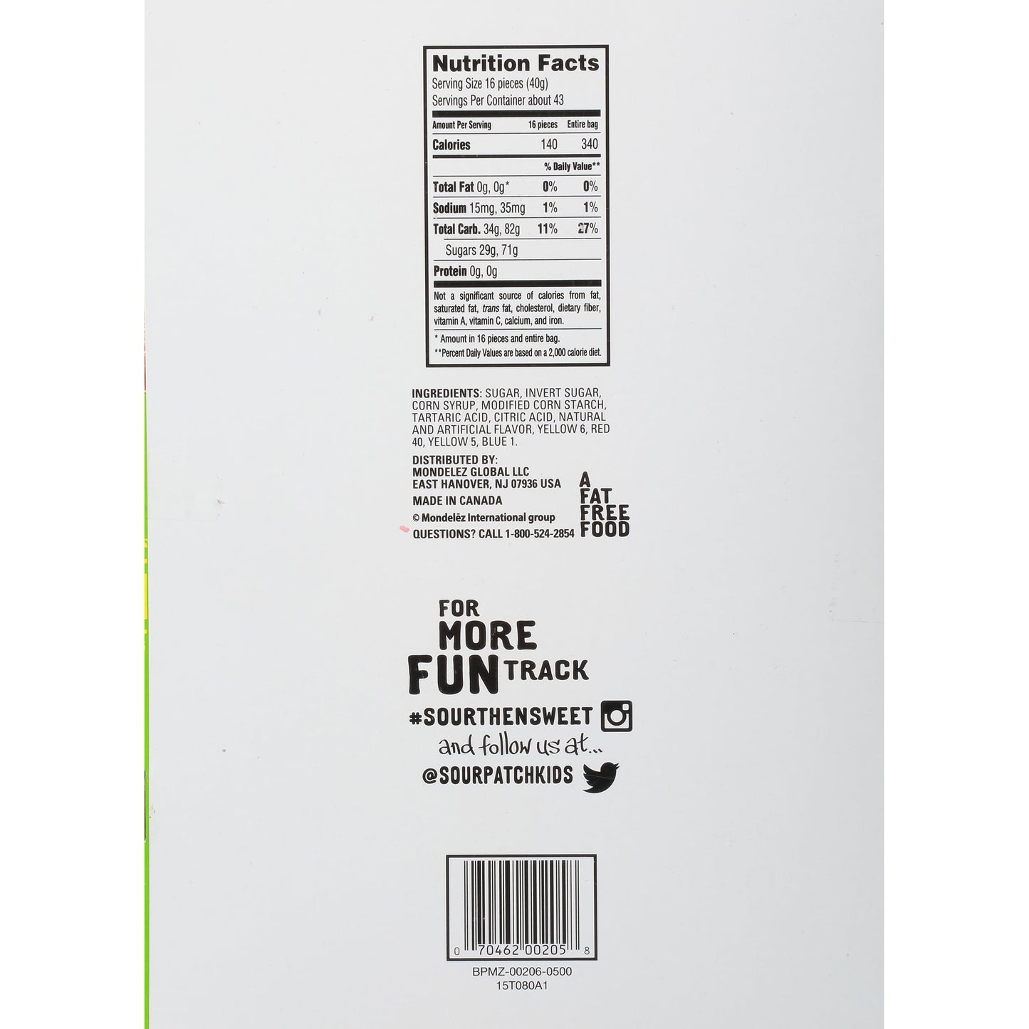 Sour Patch Kids Candy 18-3.4 oz. Bags