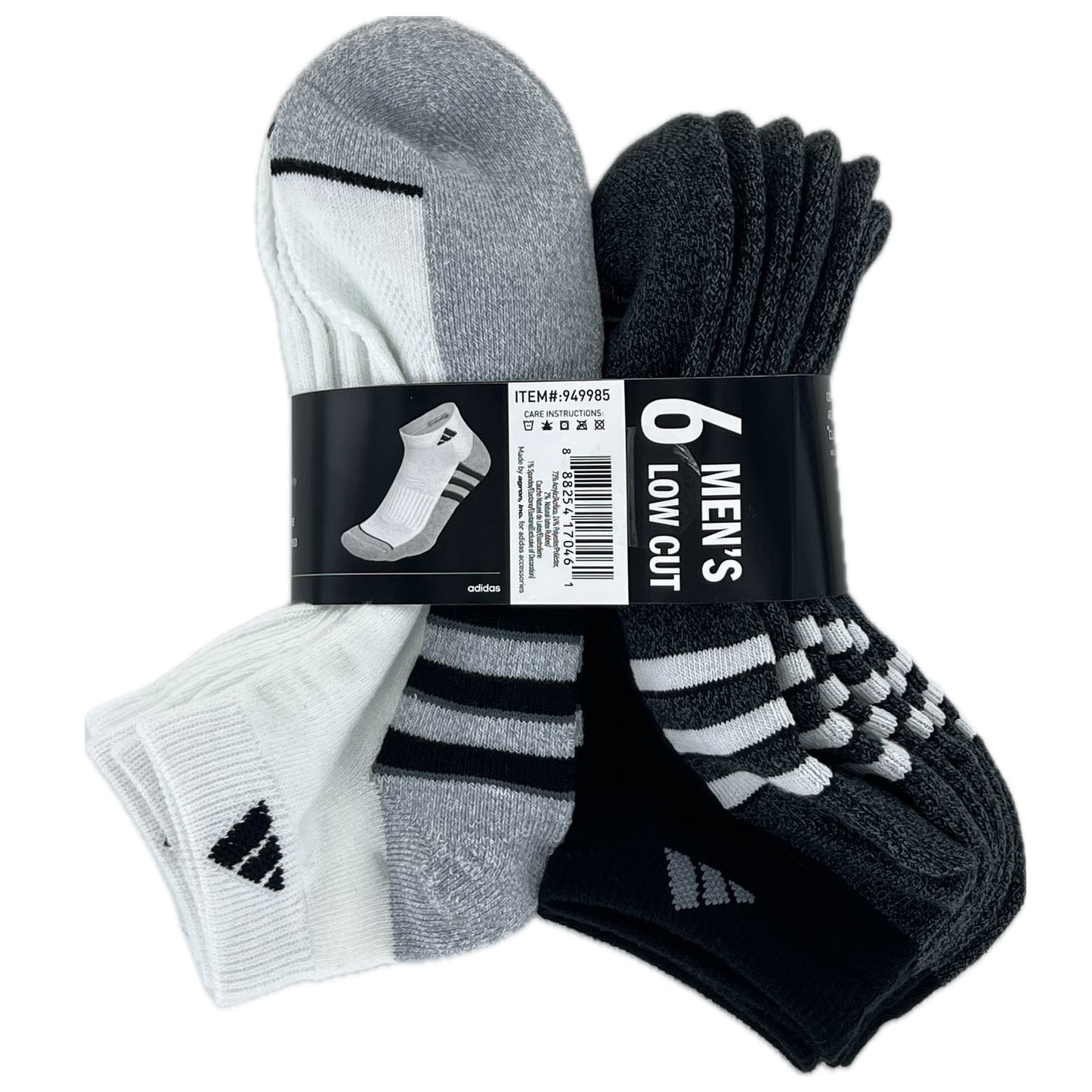 Adidas Men's Low Cut Socks, 6 Pairs (White & Black)