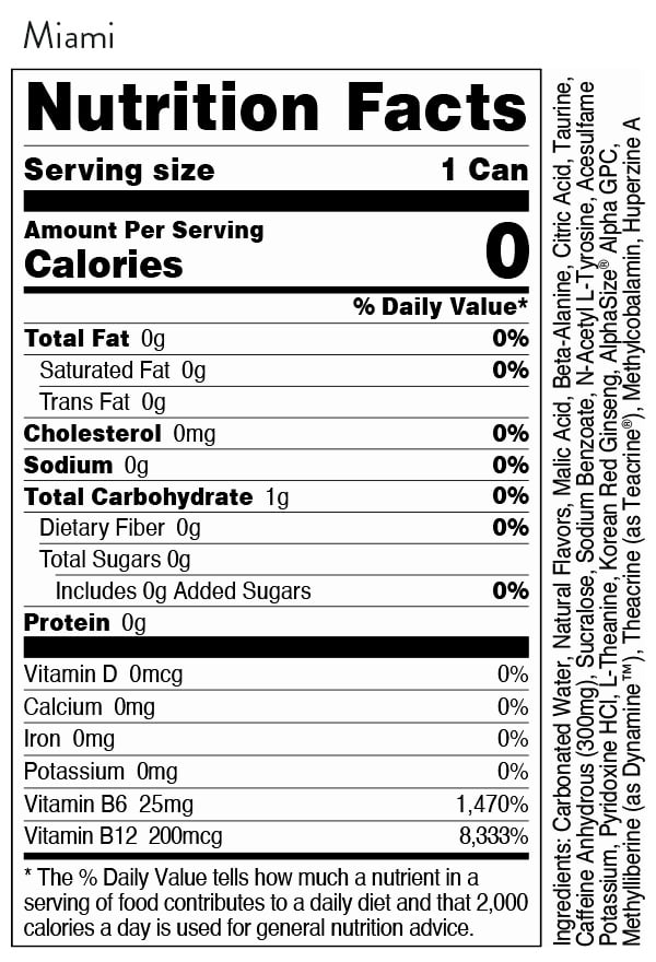 Bucked Up Energy Drink, Miami, 12 Cans, 16 fl oz, 300 mg Caffeine