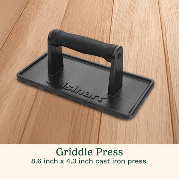 Cuisinart 10 Piece Griddle Tool Set, Stainless Steel Spatula, Cast Iron Burger Press, Squeeze Bottles, Seasoning Shaker, Silicone Egg Rings