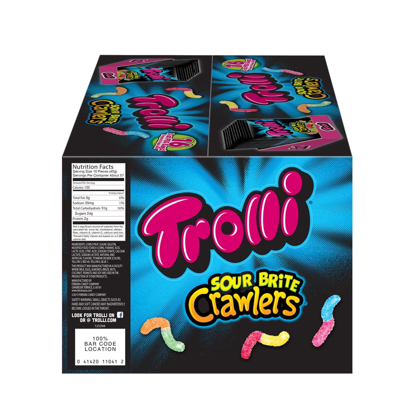Trolli Sour Brite Crawlers Gummy Worms Candy, 16 pk./5 oz.