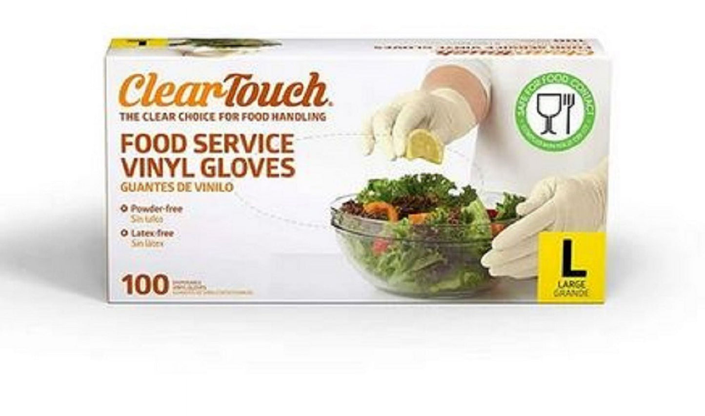 Clear-Touch Food Service Vinyl Gloves, Large, 300 ct