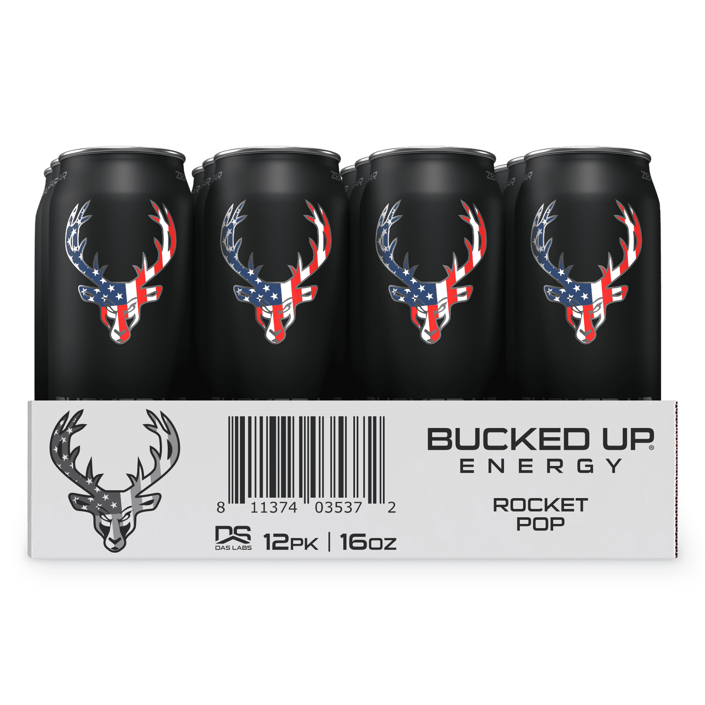 Bucked Up Energy Drink, Rocket Pop, 12 Cans, 16 fl oz, 300 mg Caffeine