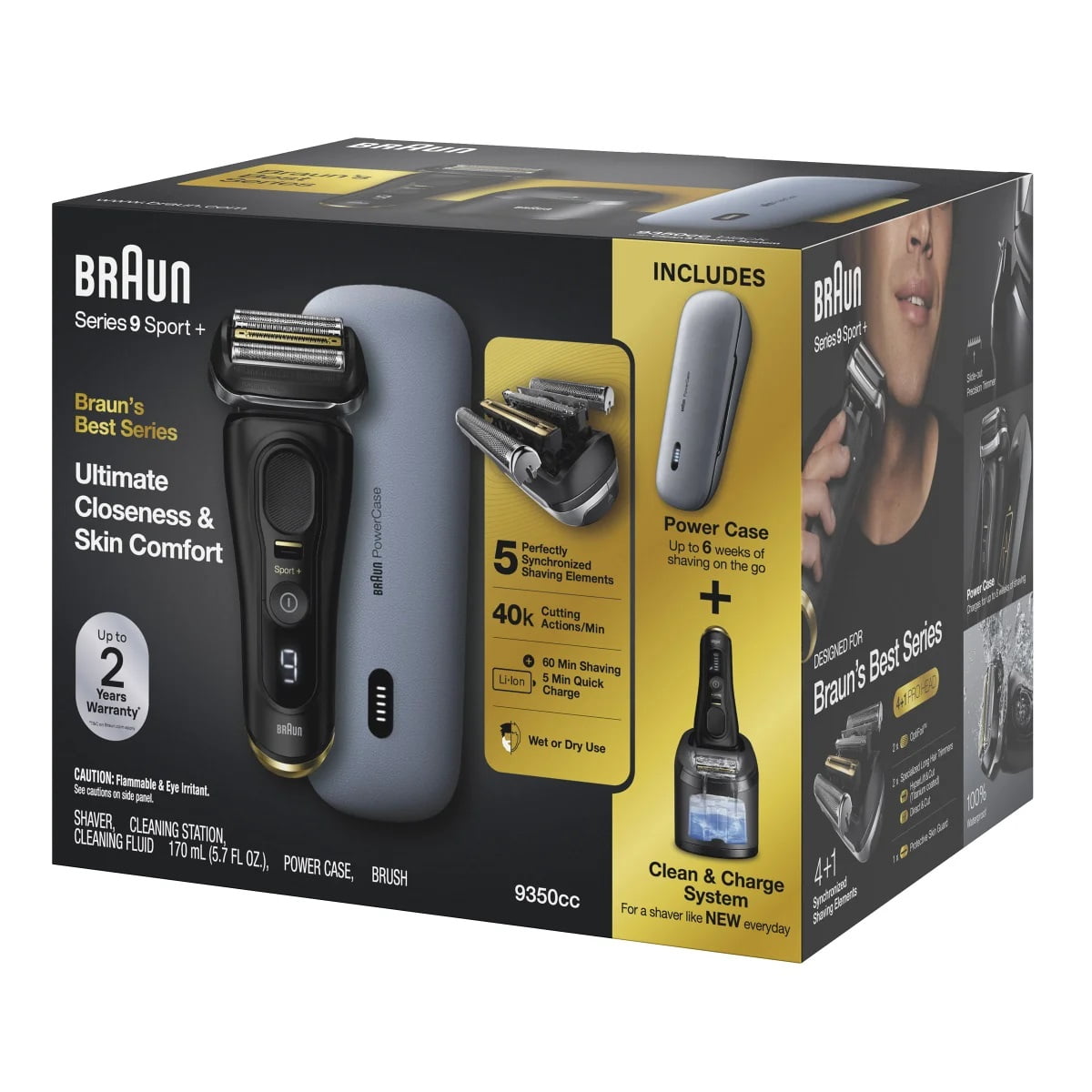 Braun Series 9 Sport + Electric Shaver with Clean & Charge Station and Powercase