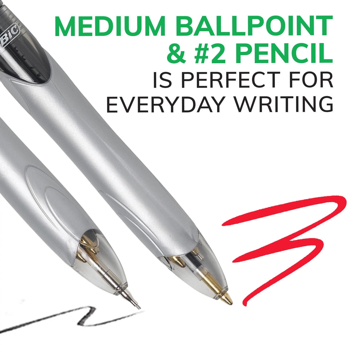 BIC Grip 4 Color Ball Pens with 3 Color + Pencil Set, 10-count