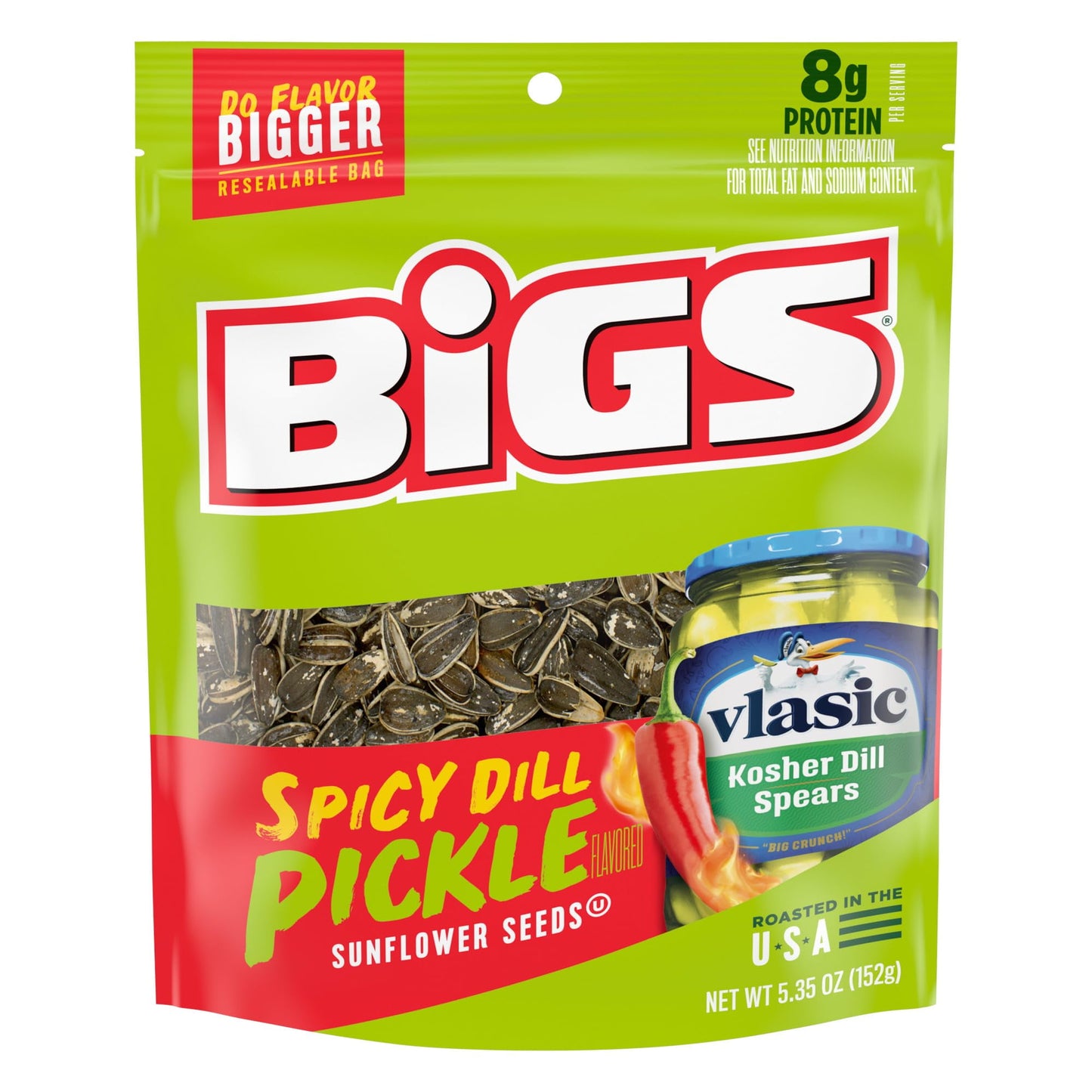 BIGS Sunflower Seeds, Keto Friendly 5.35 oz Bags (Pack of 2) (Spicy Dill Pickle)
