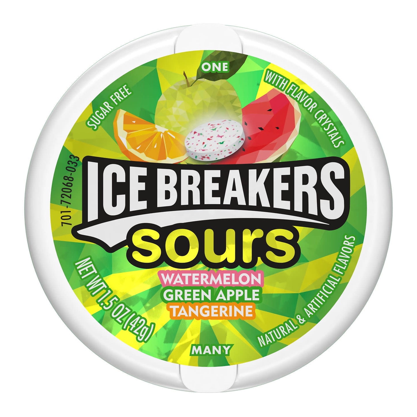 Ice Breakers Sours Assorted Fruit Flavored Sugar Free Mints, Tins 1.5 oz, 8 Count