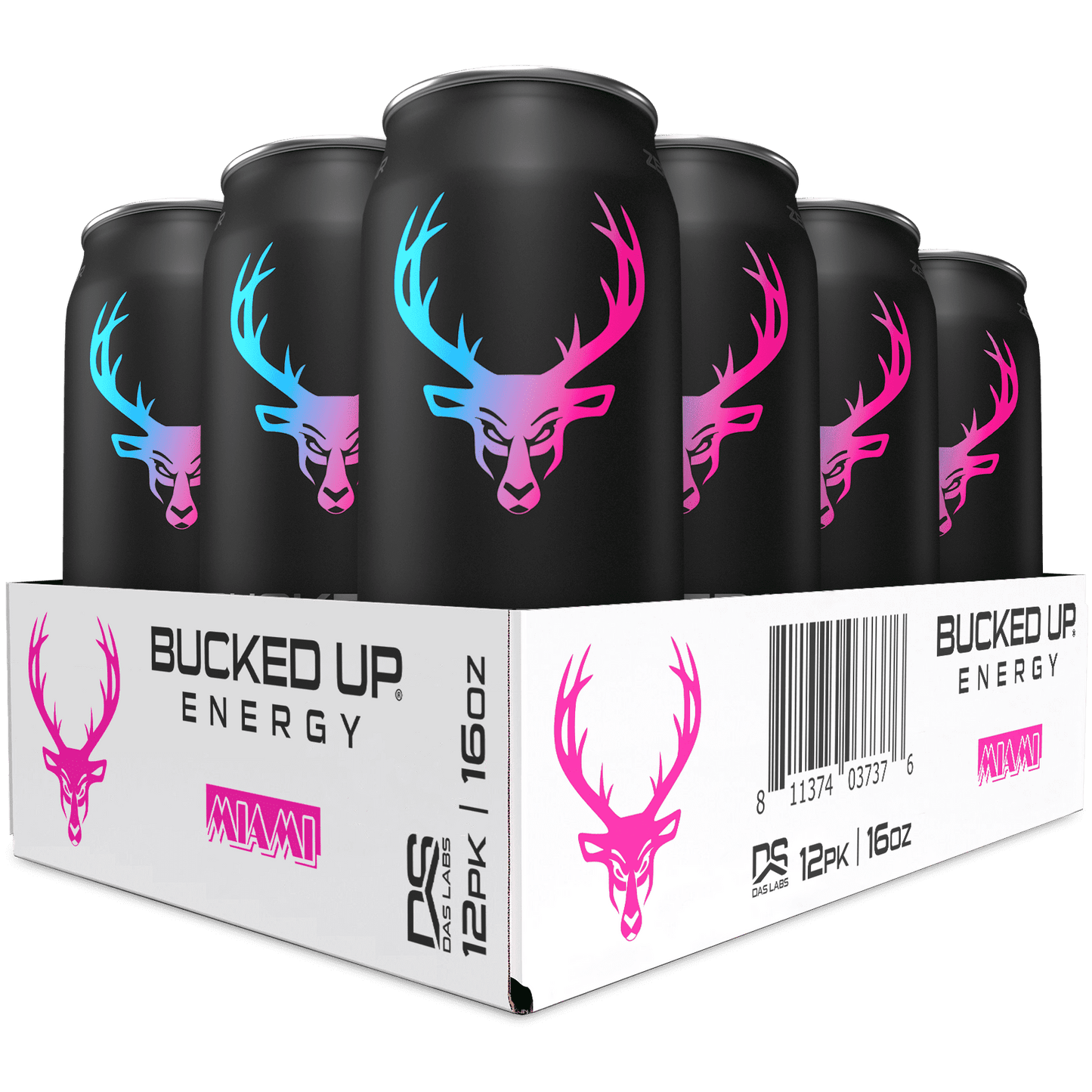 Bucked Up Energy Drink, Miami, 12 Cans, 16 fl oz, 300 mg Caffeine