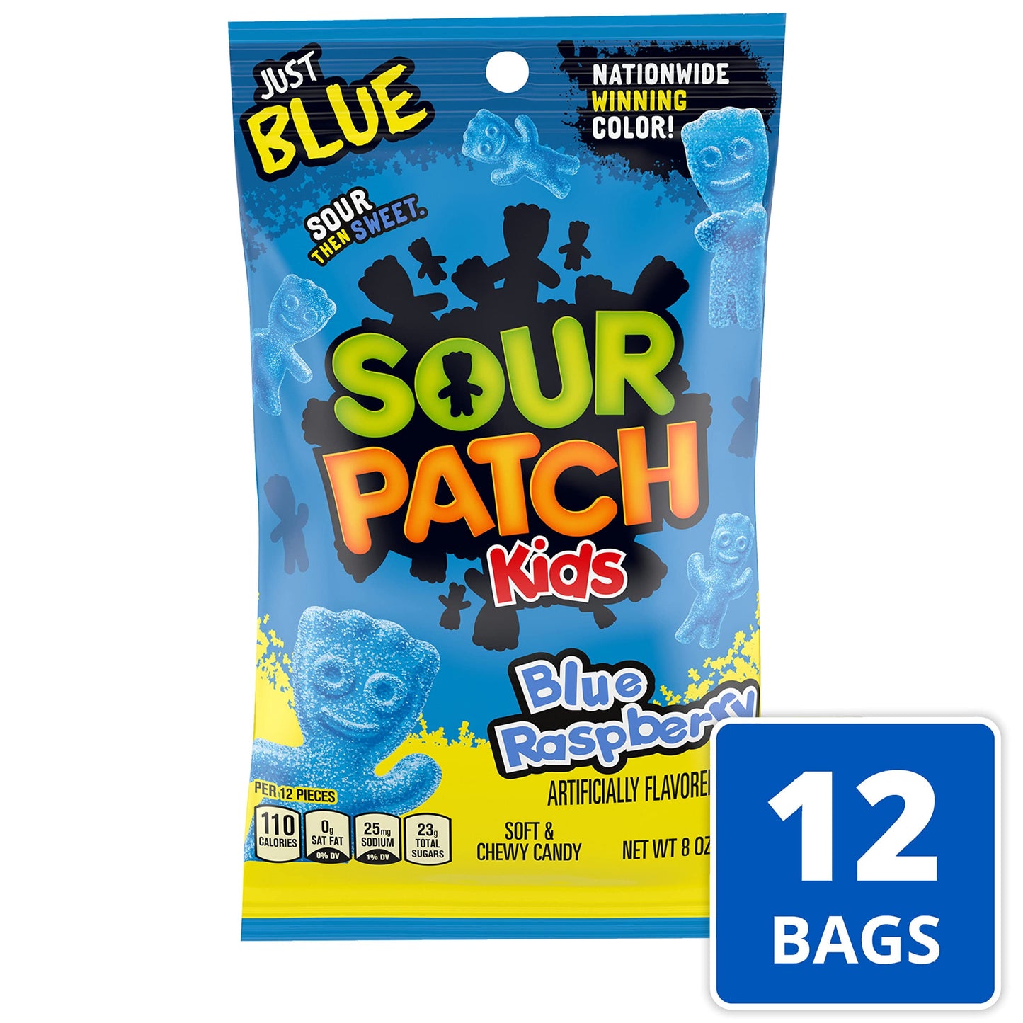 SOUR PATCH KIDS Blue Raspberry Soft & Chewy Candy, 12-8 oz Bags