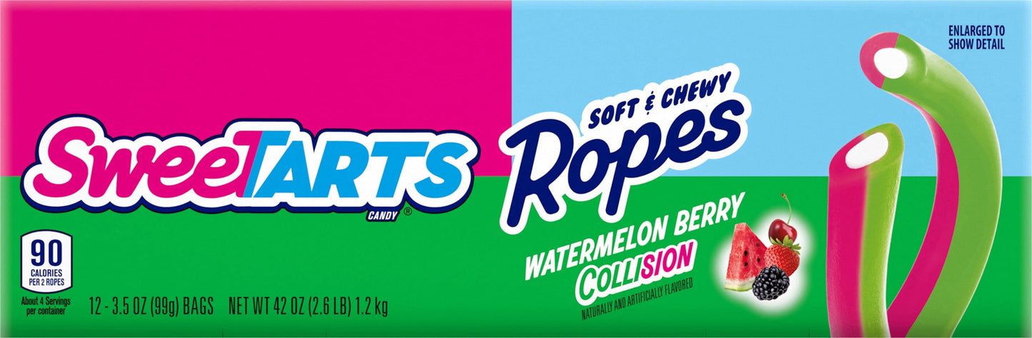 Sweetarts Ropes Collision Watermelon Berry 3.5oz 12 Count
